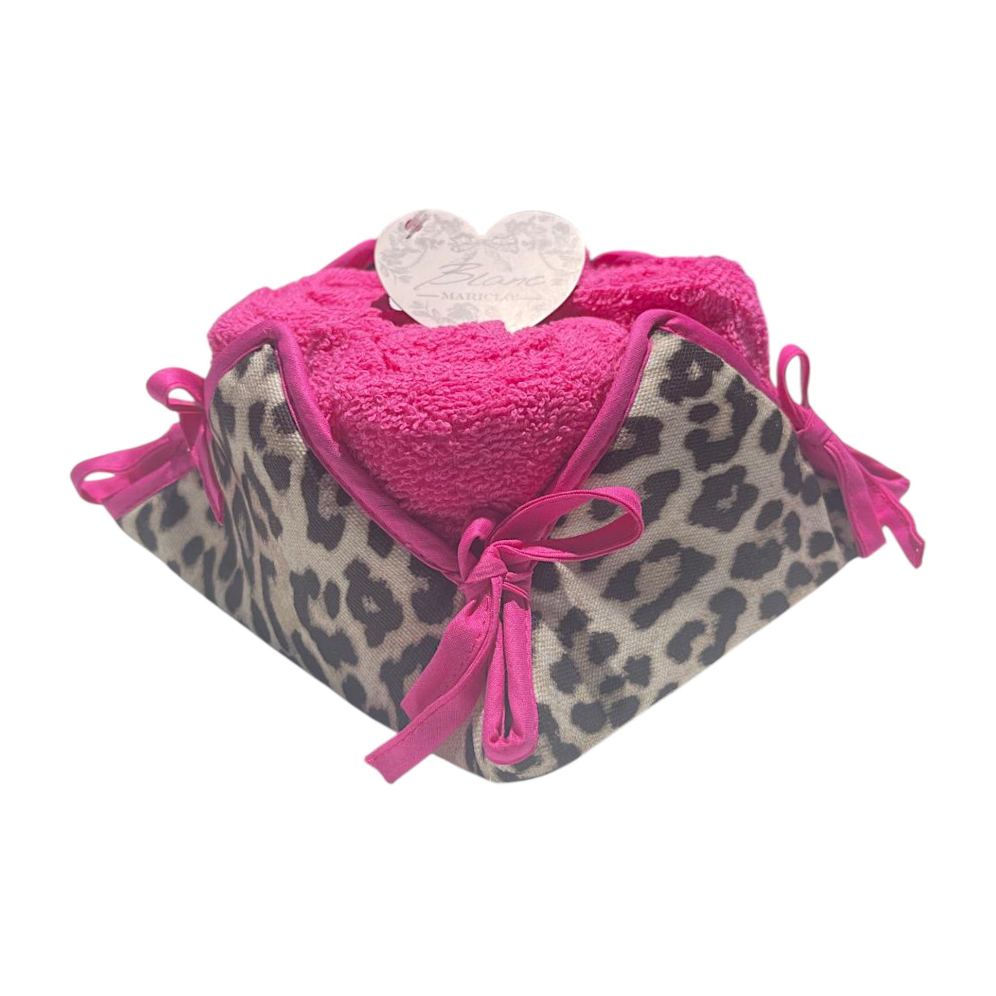 Cestino 4 lavette - Blanc Mariclò - Fucsia