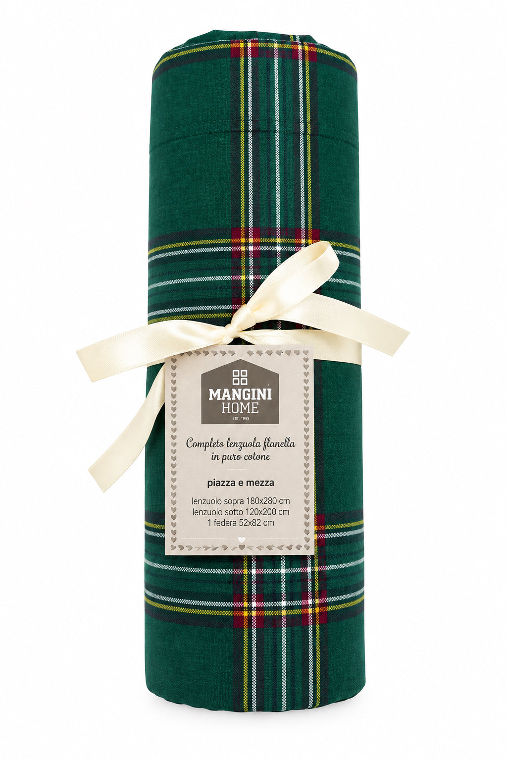 Rotolato - il lenzuolo arrotolato - Tartan verde 1piazza1/2