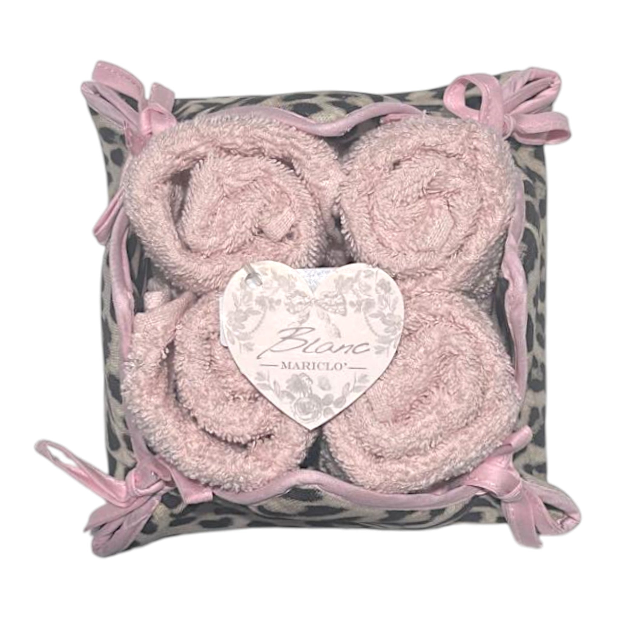 Cestino 4 lavette - Blanc Mariclò - Rosa