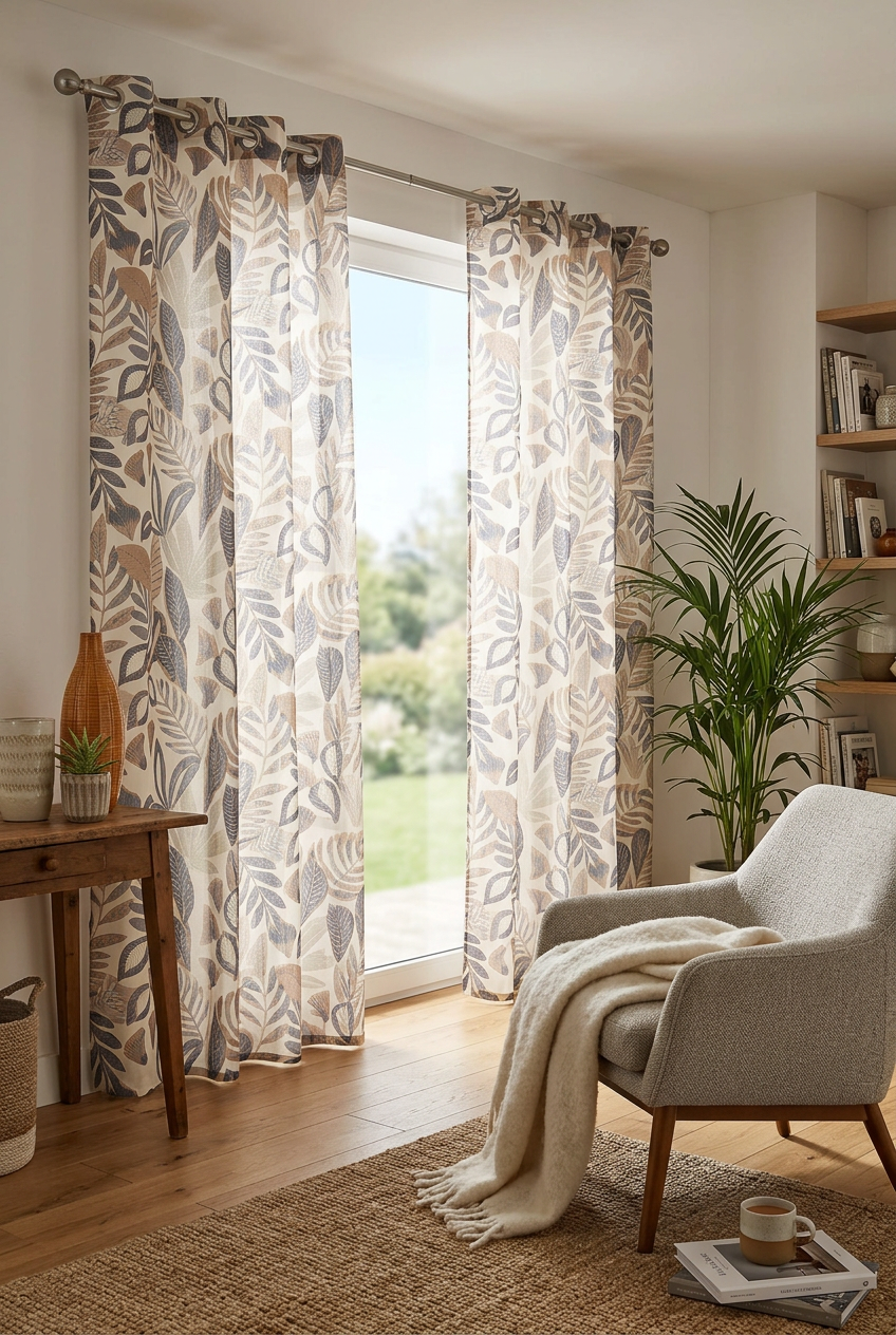 Tenda interni Rideau- foglie grigio 1612352