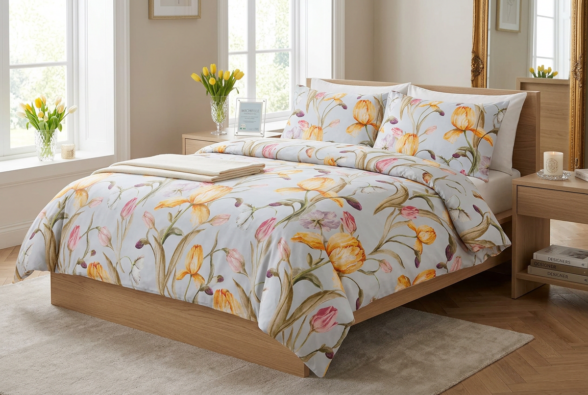 Completo letto Michelle Microfibra-fiori gialli