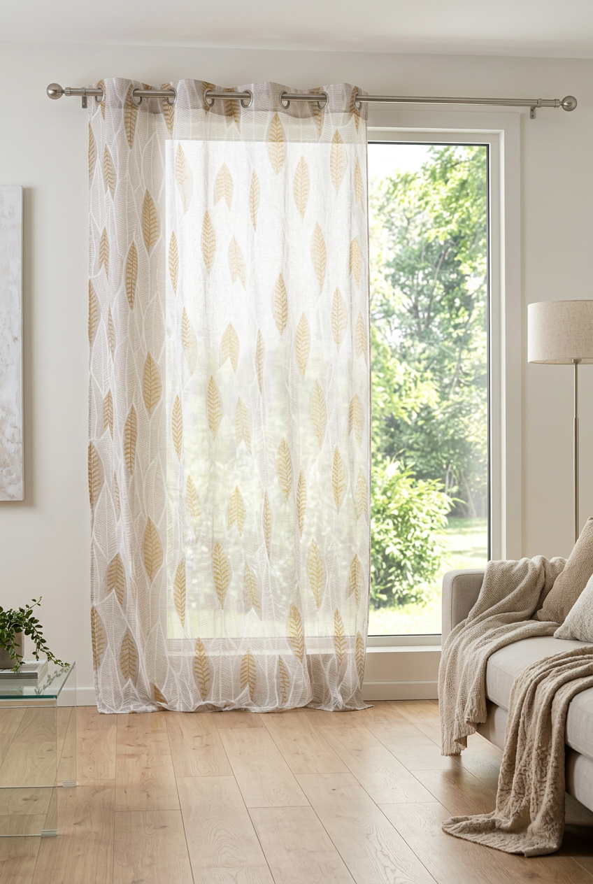 Tenda interni Voilage - foglie beige