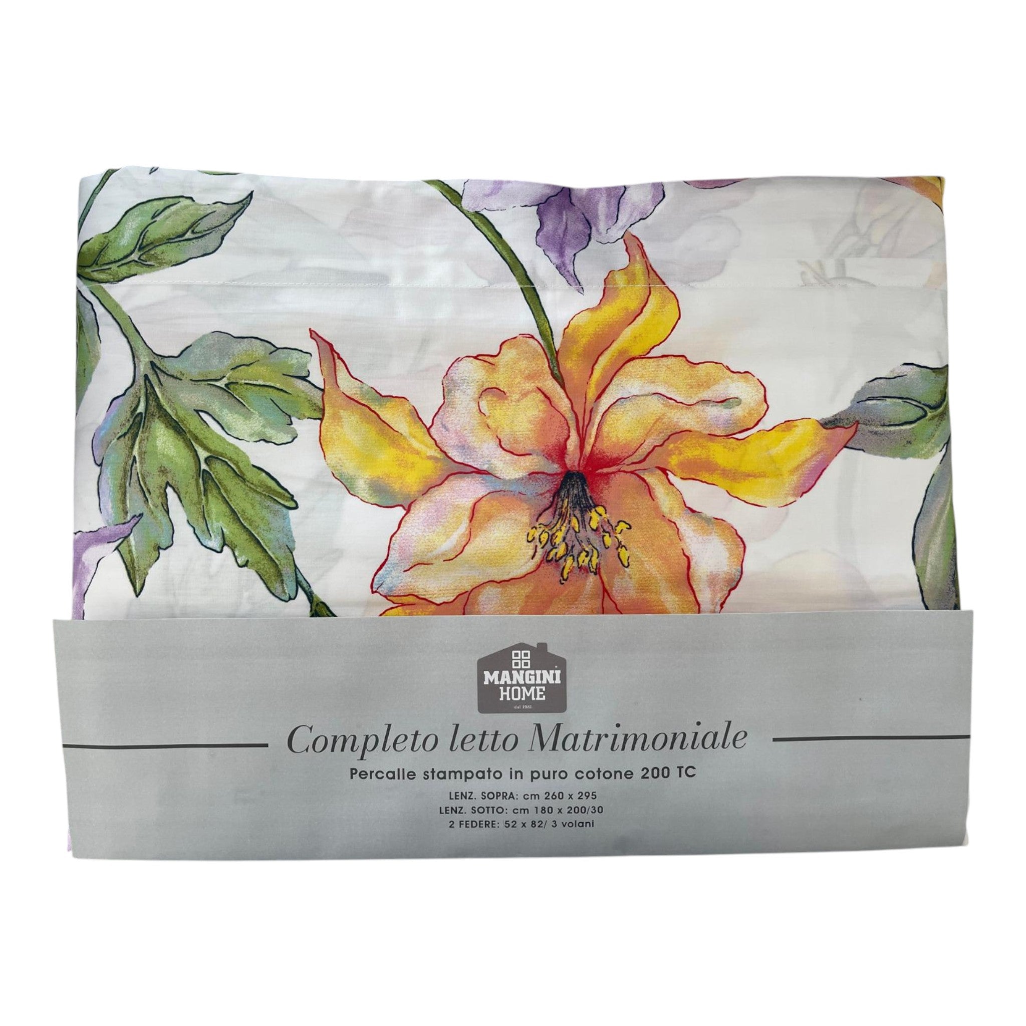 Completo letto percalle - floreale acquerello