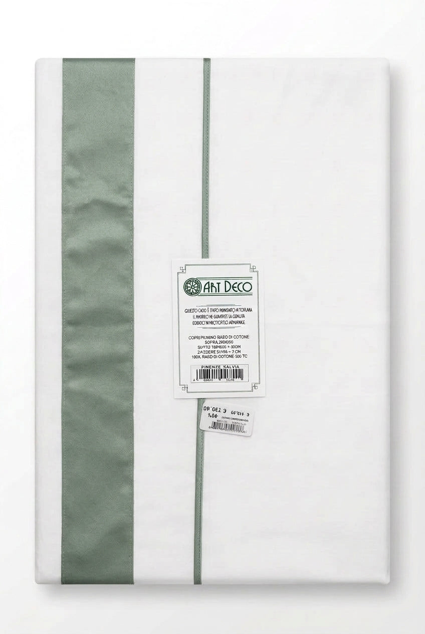 Completo copri piumino Firenze- raso di cotone verde