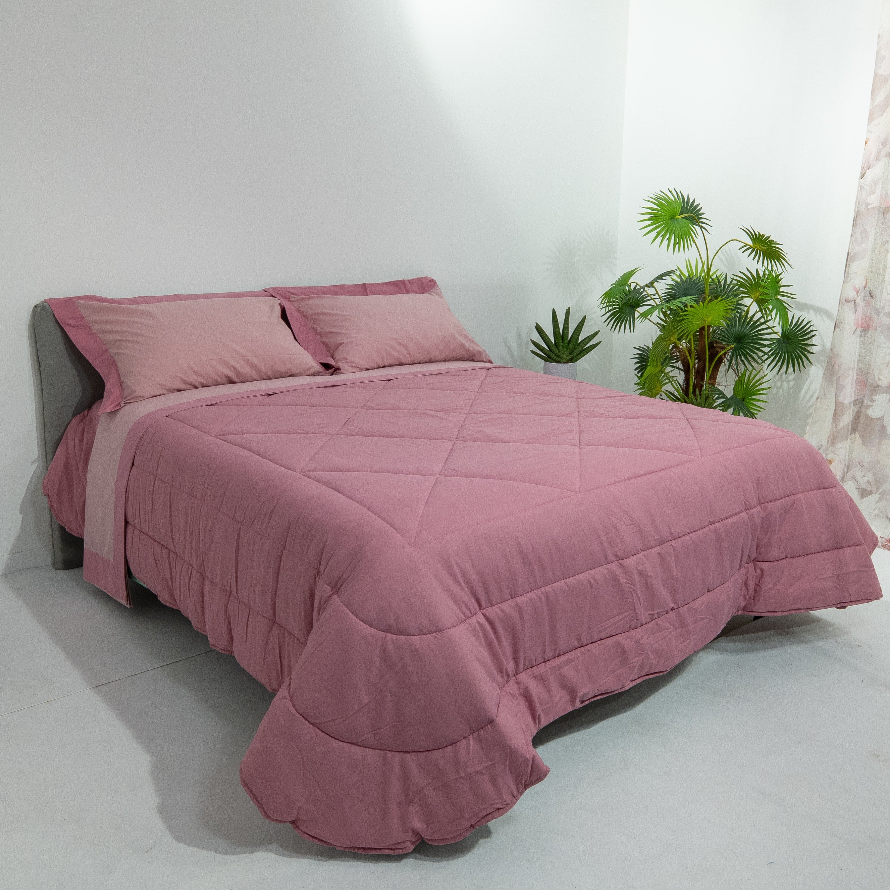 Trapunta - bicolore rosa cipria/malva