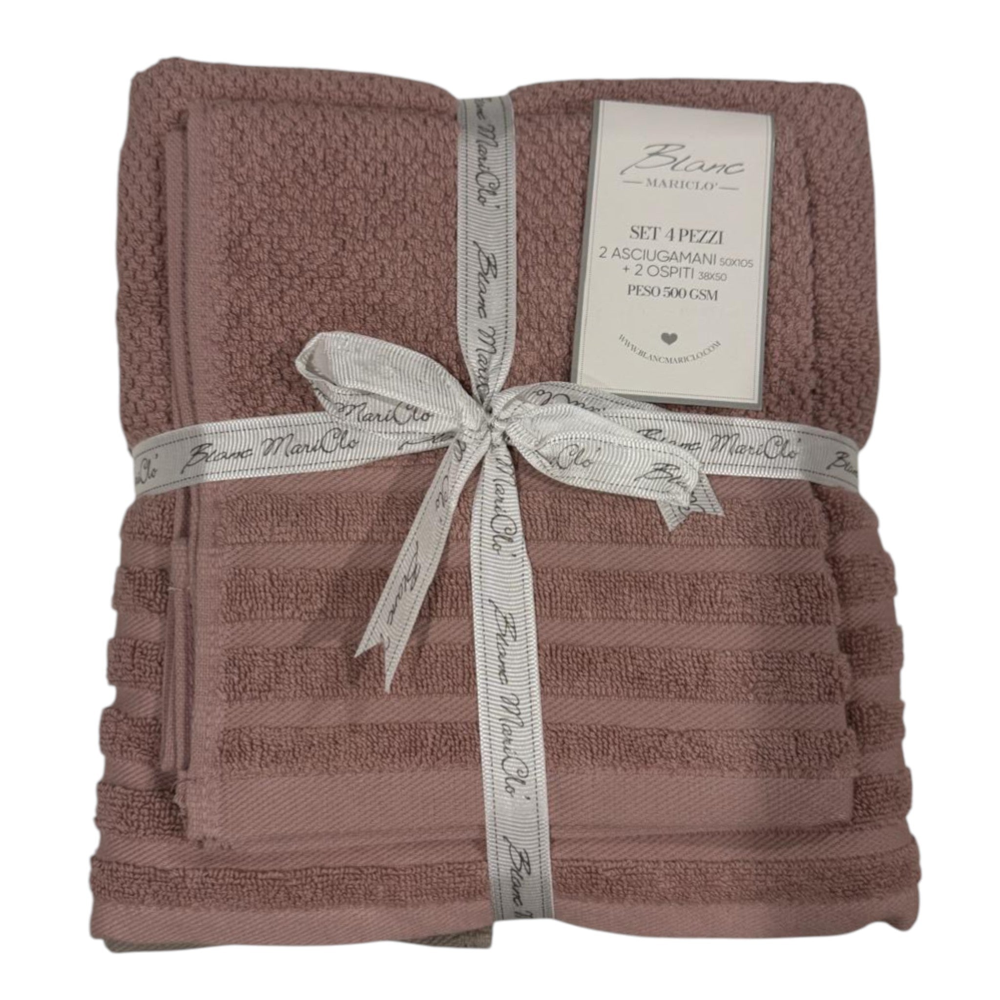 Set 4 pezzi spugna - Blanc Mariclò - Rosa/Tortora