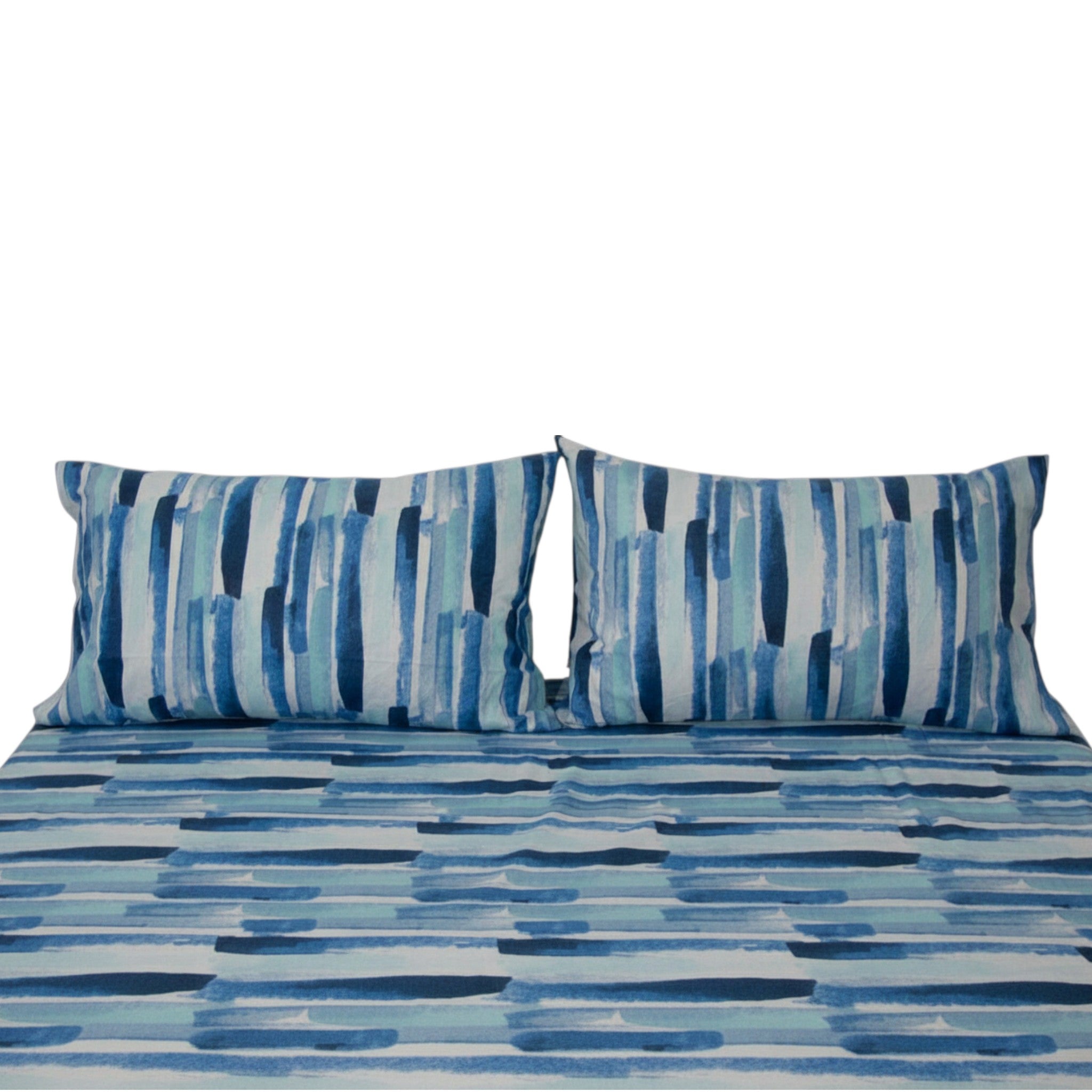 Completo letto flanella - Trentino - Pennellate - Blu