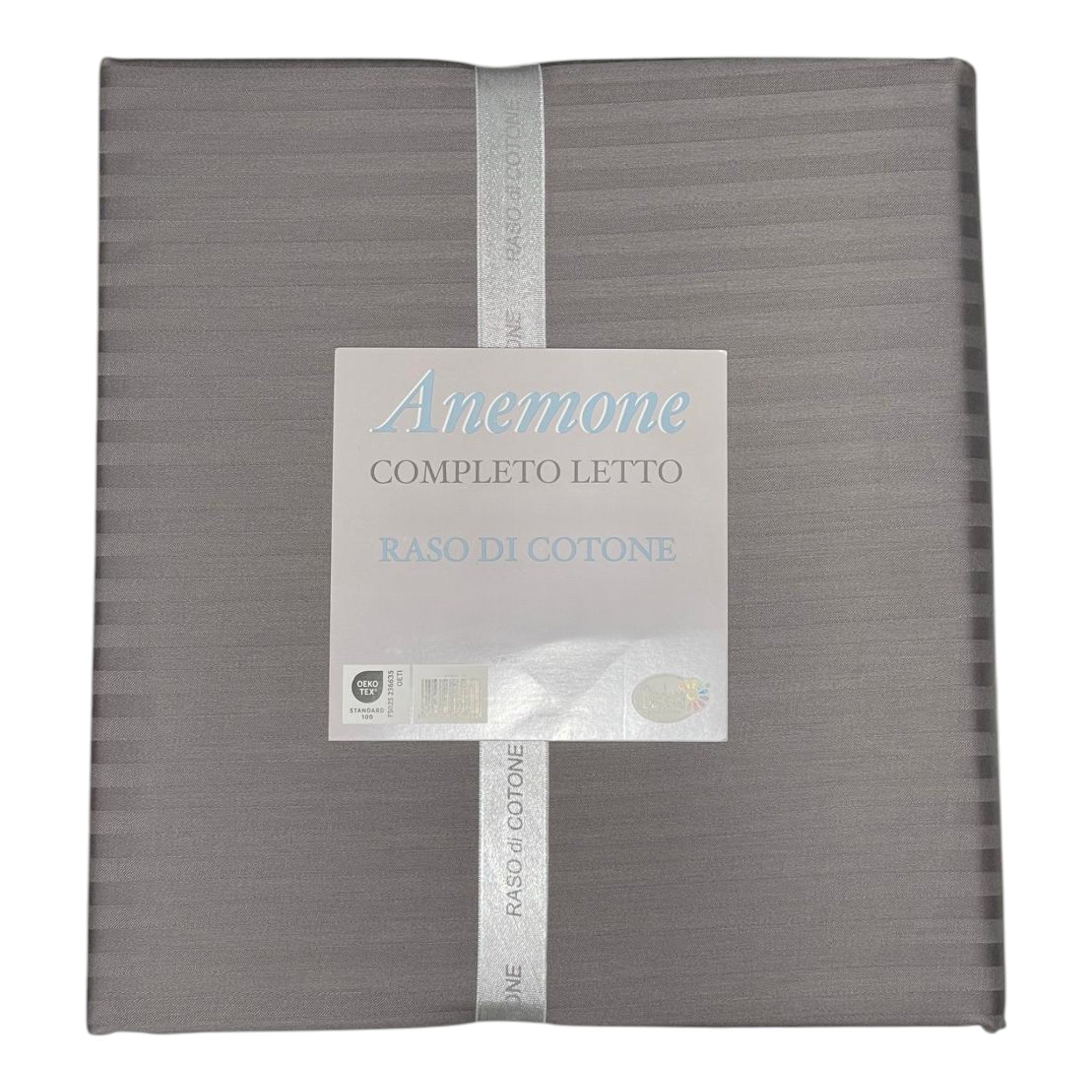 Completo letto Anemone - raso di cotone - Cenere