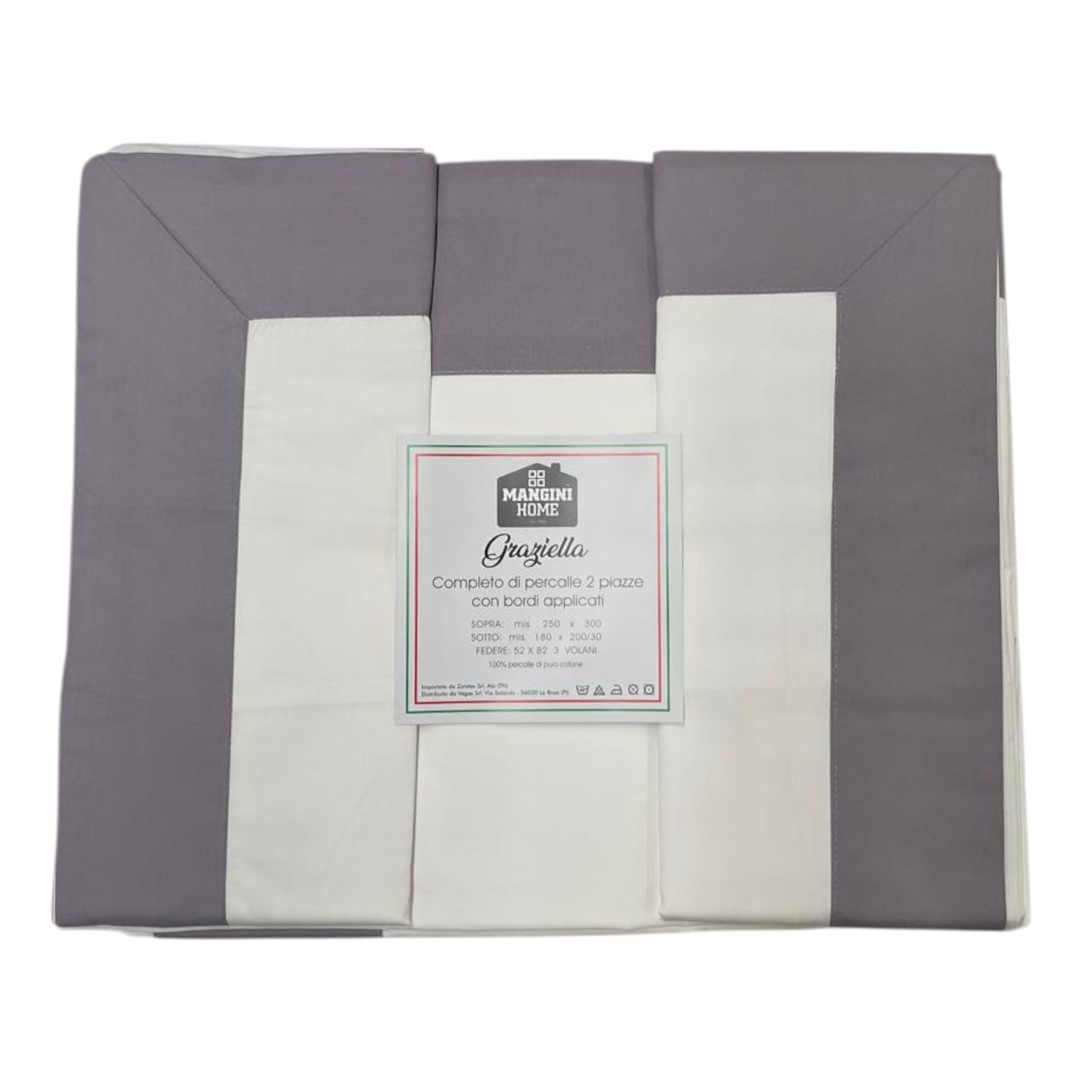 Completo percalle Graziella - Grigio/Bianco