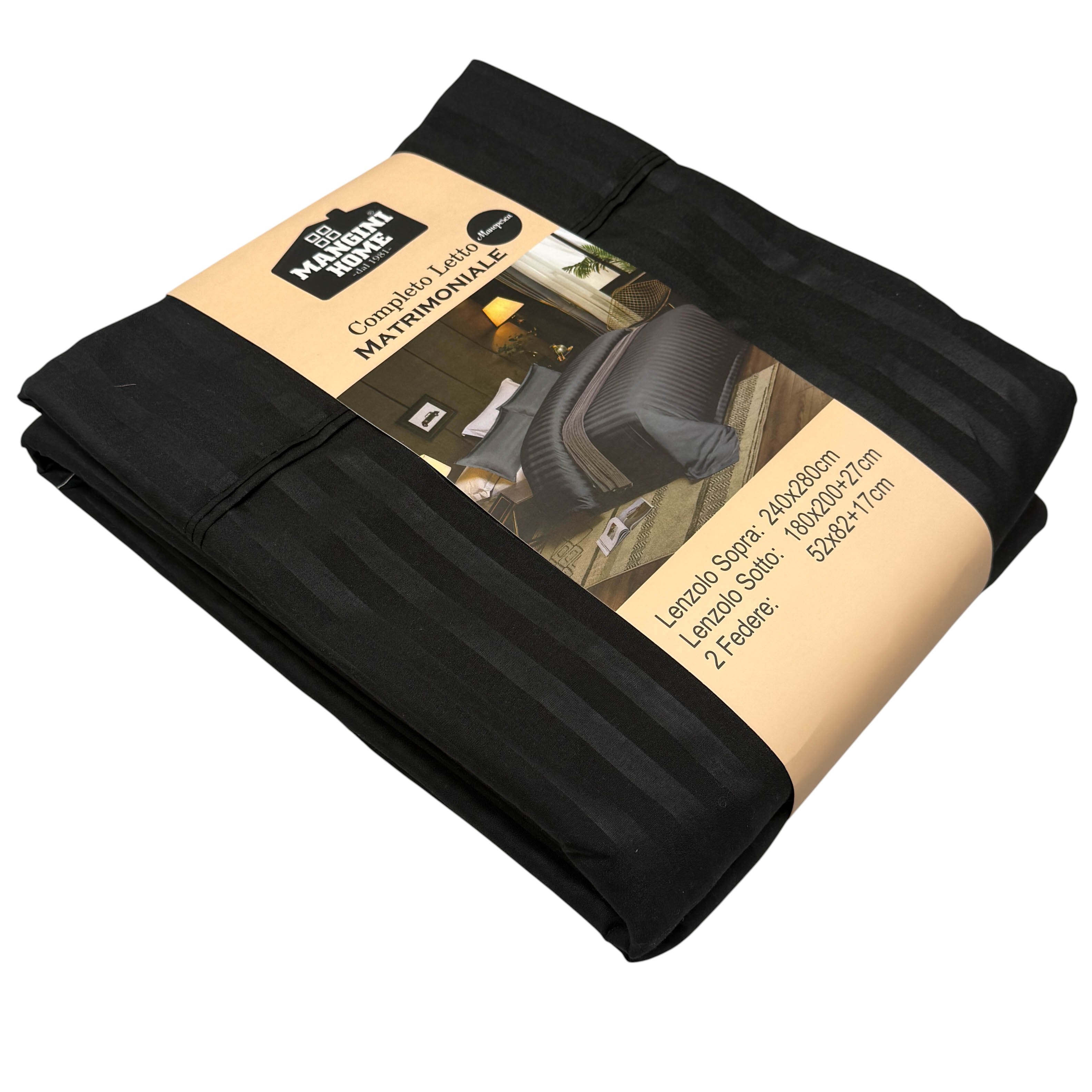 Completo letto Manopesca rigato - Nero