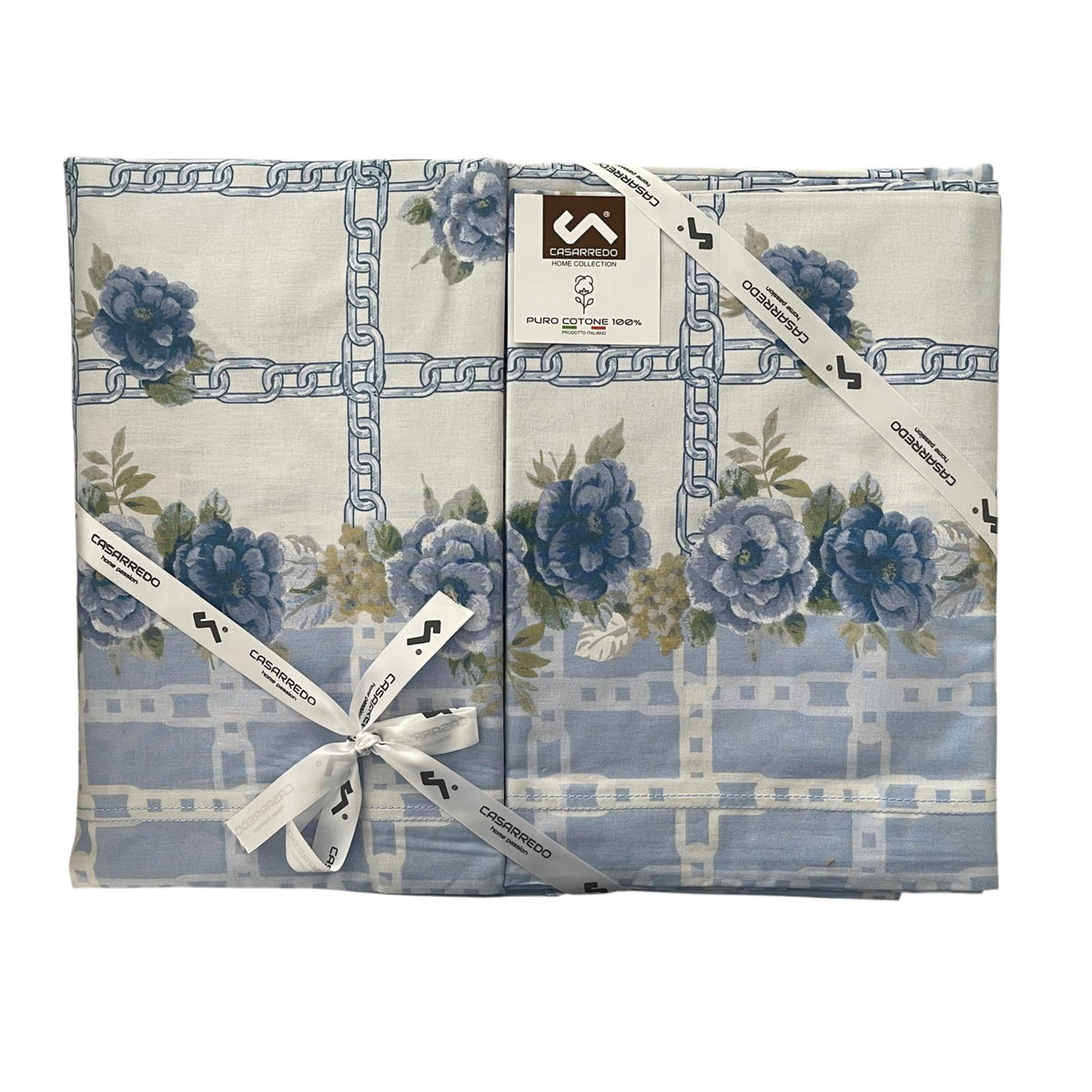 Coppia lenzuola Casarredo - Chains of Roses - Blu