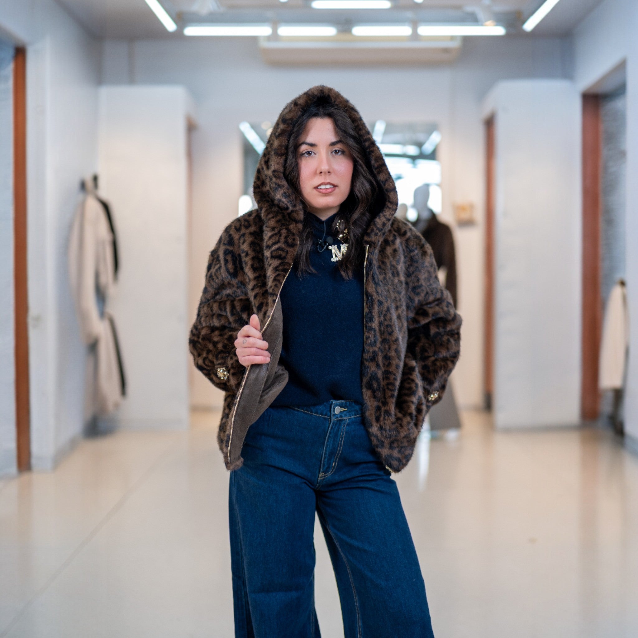 Giacca corta ecopelliccia - maculato