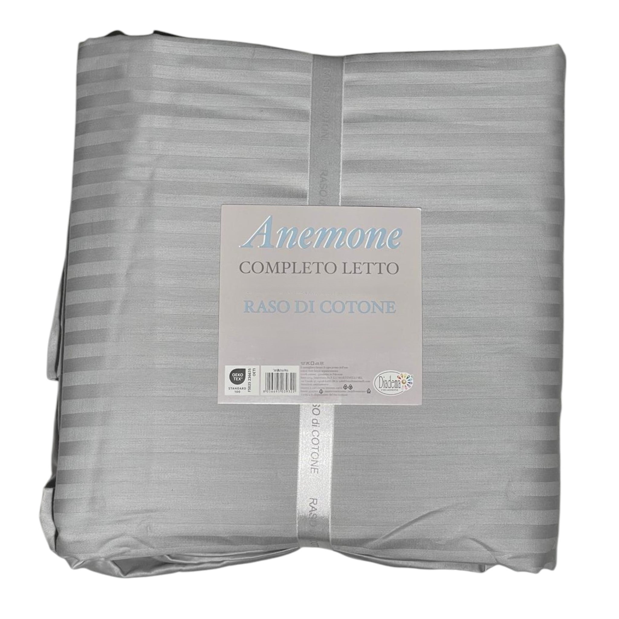 Completo letto Anemone - raso di cotone - Grigio