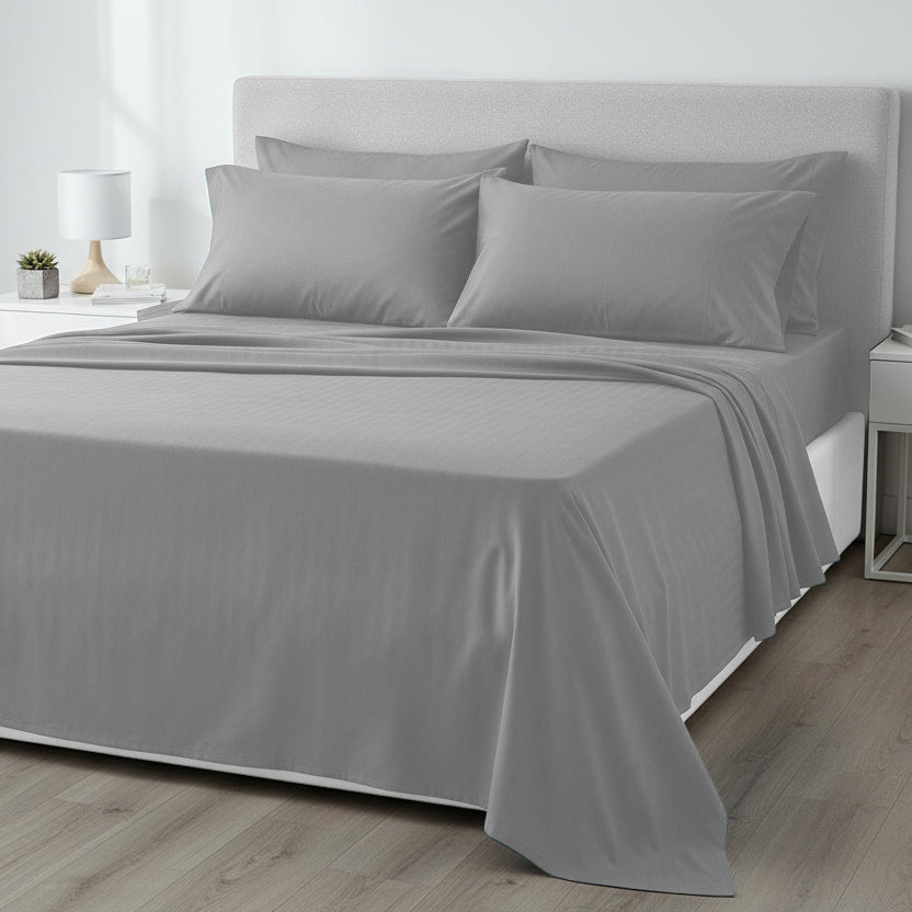 Completo letto Anemone - raso di cotone - Grigio