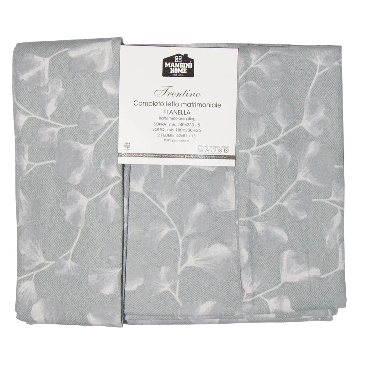 Completo letto flanella - Trentino - Ginco - Grigio