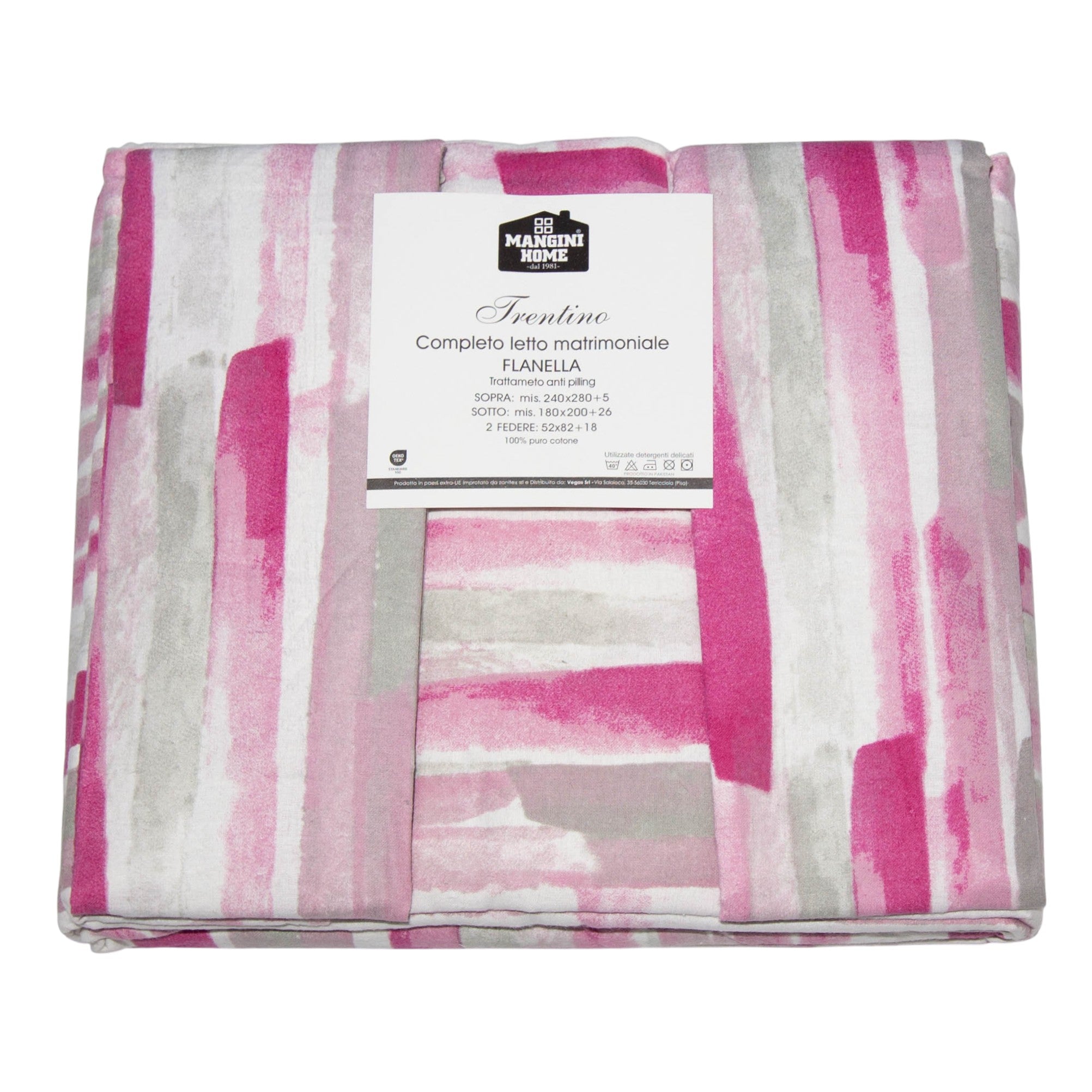Completo letto flanella - Trentino - Pennellate - Rosa