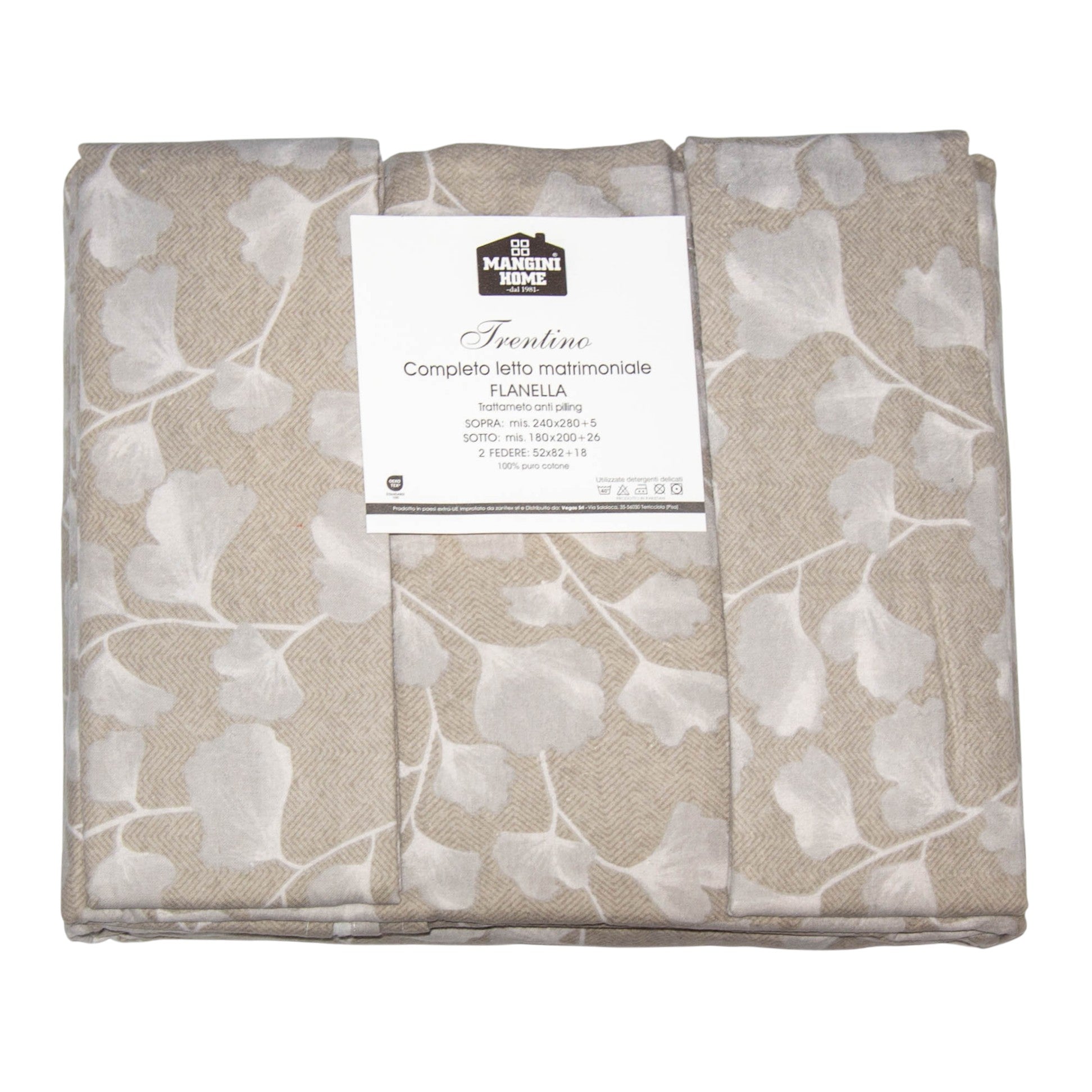 Completo letto flanella - Trentino - Ginco - Beige