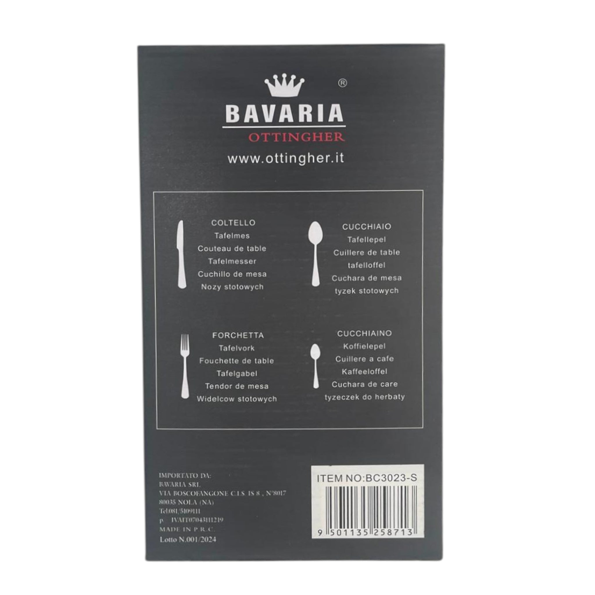 Set posate Bavaria Ottingher - 24 pz - finitura martellata - Argento