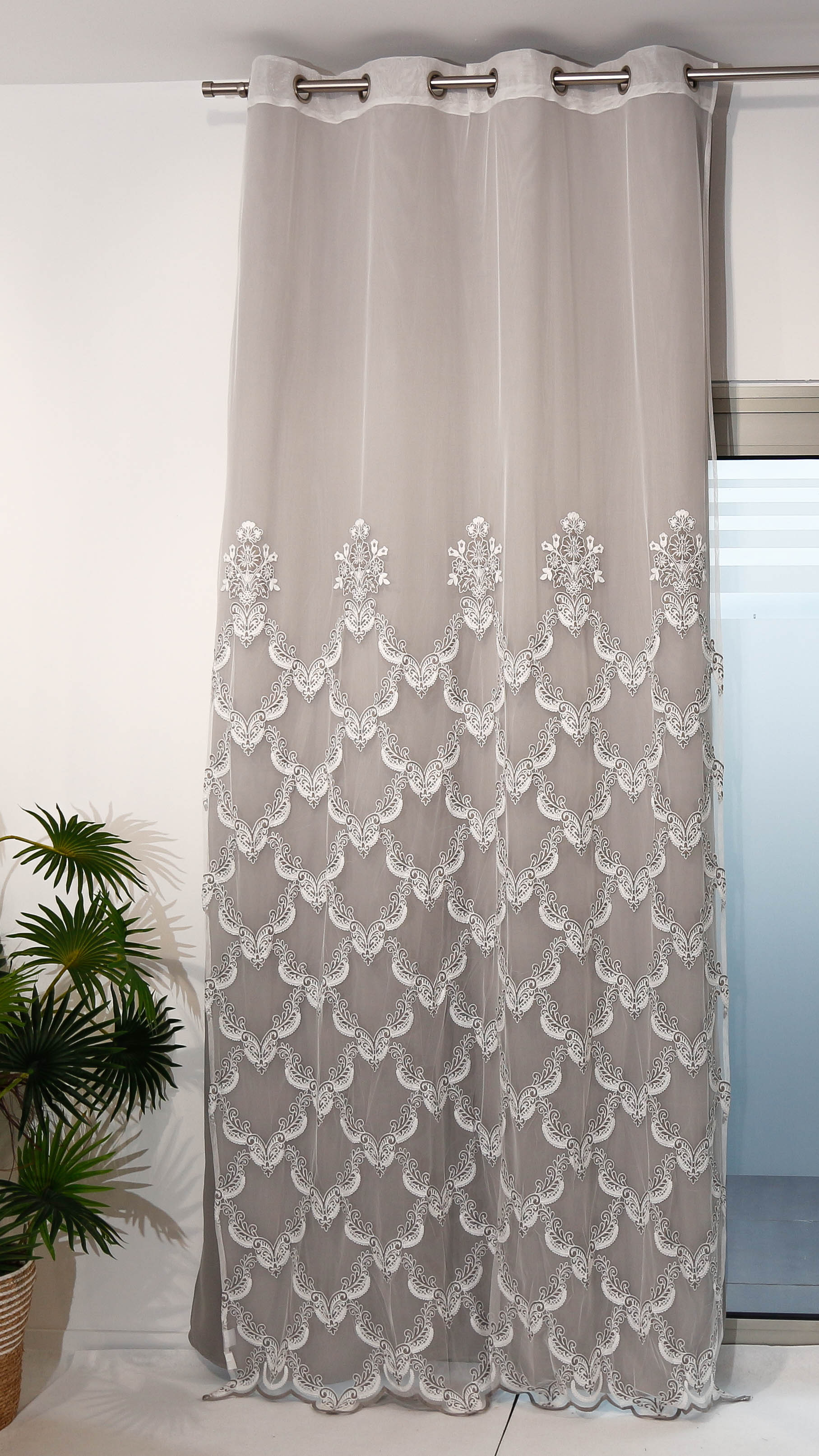 Tenda interni LineaOro - Ricami pizzo - Grigio