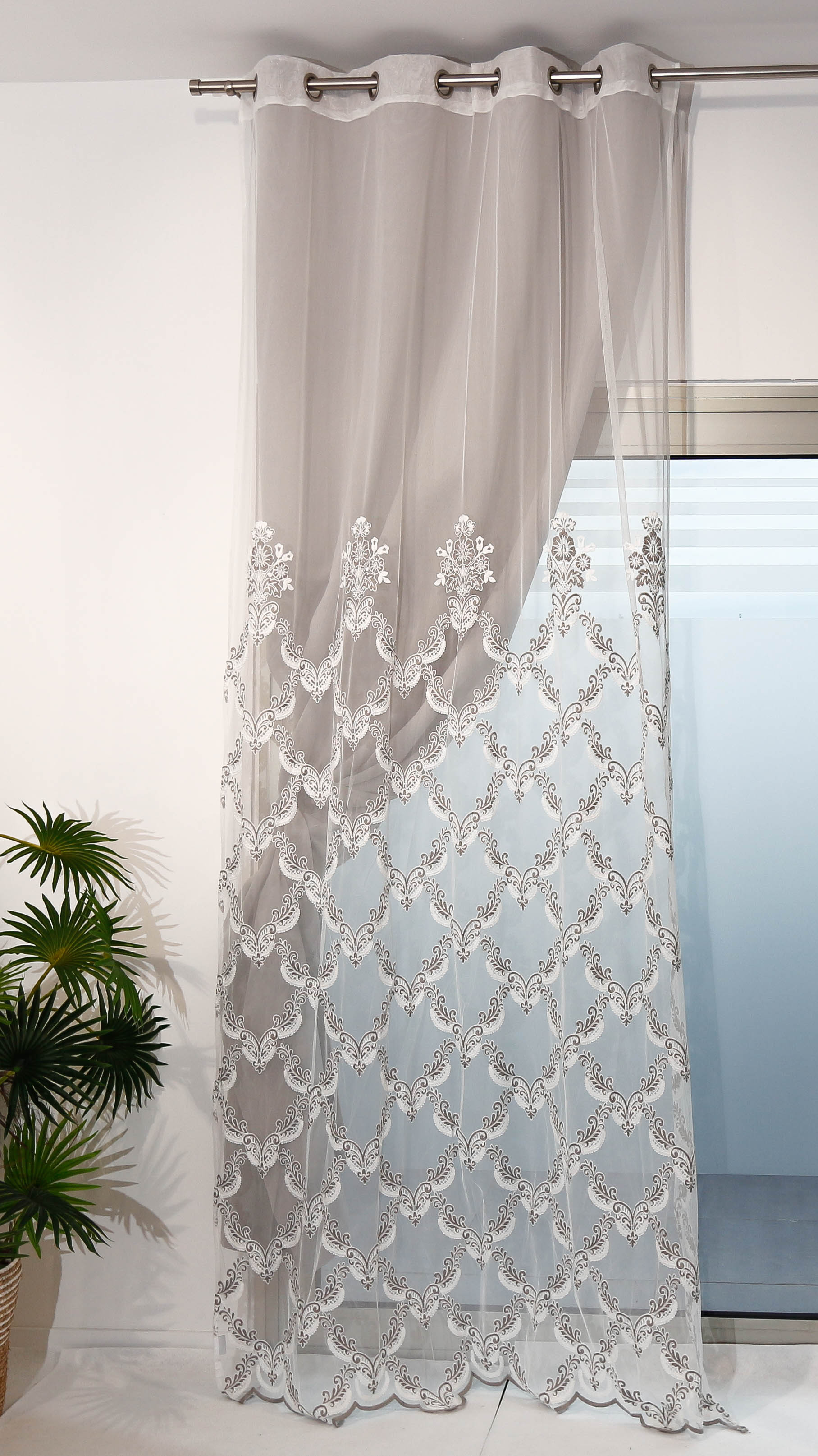 Tenda interni LineaOro - Ricami pizzo - Grigio