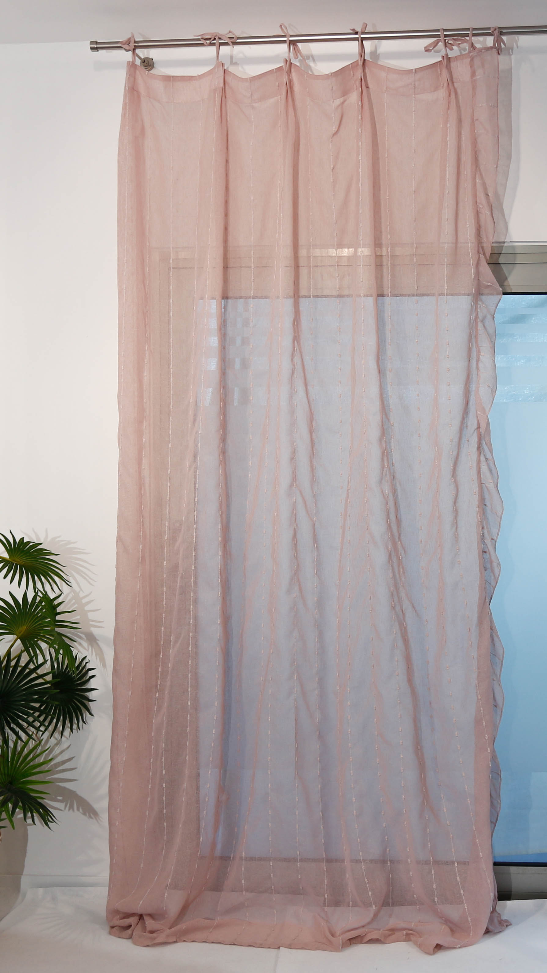 Coppia tende interni Blanc Mariclò - gala laterale - Rosa