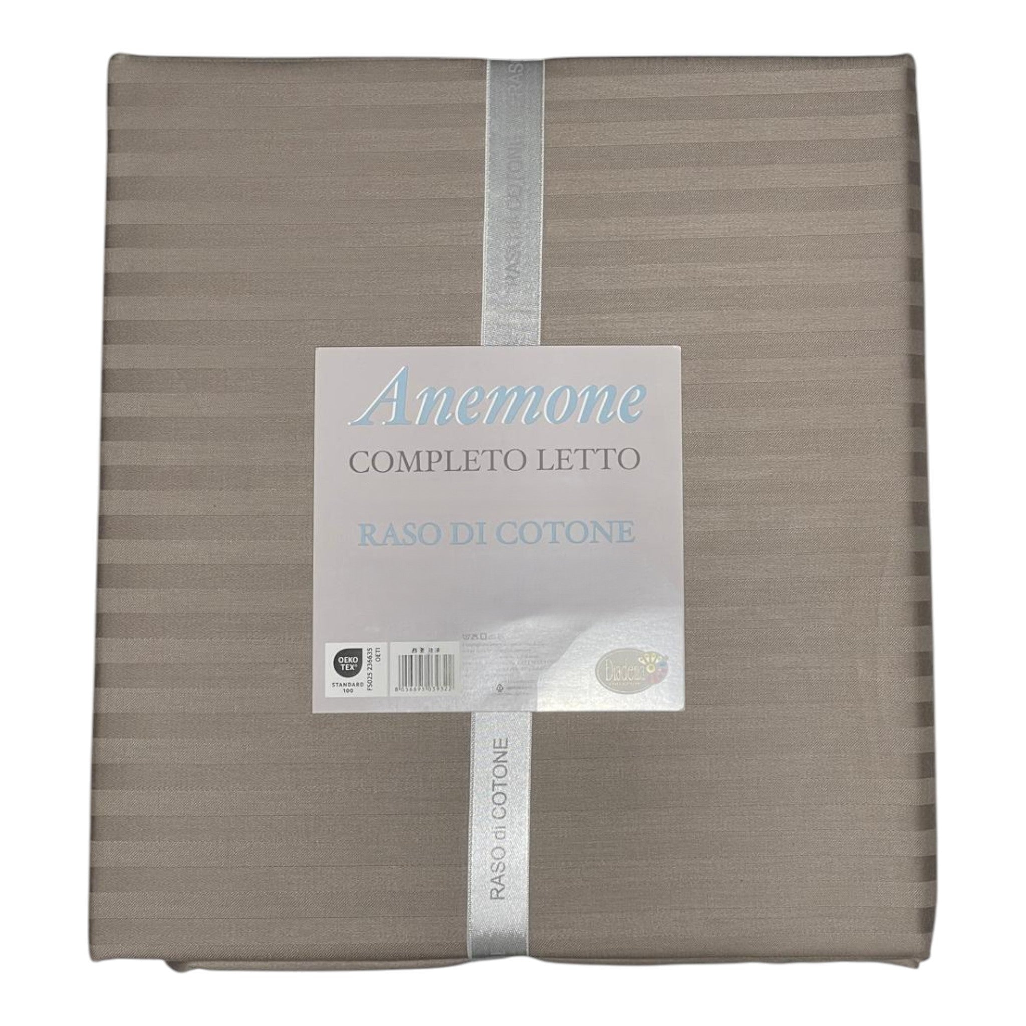Completo letto Anemone - raso di cotone - Tortora