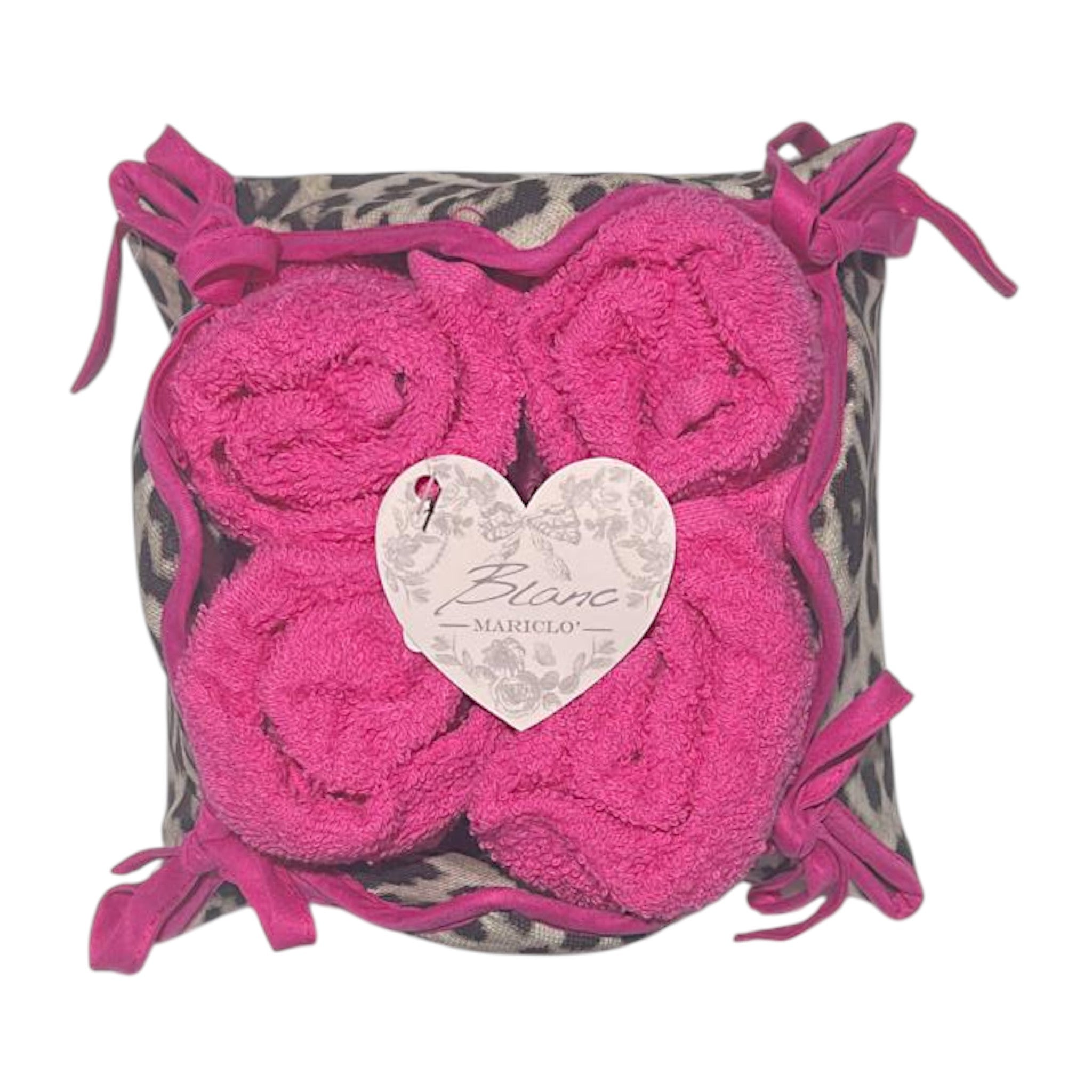 Cestino 4 lavette - Blanc Mariclò - Fucsia