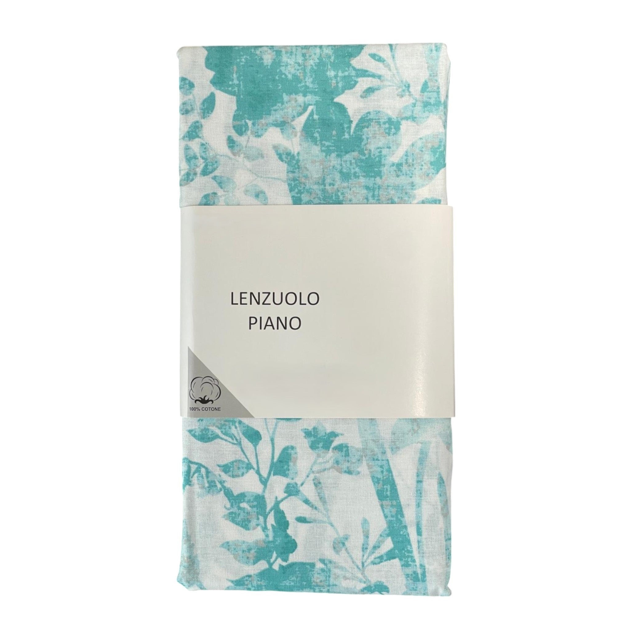 Lenzuolo piano Collezione Diadema - floreale - Verde Acqua