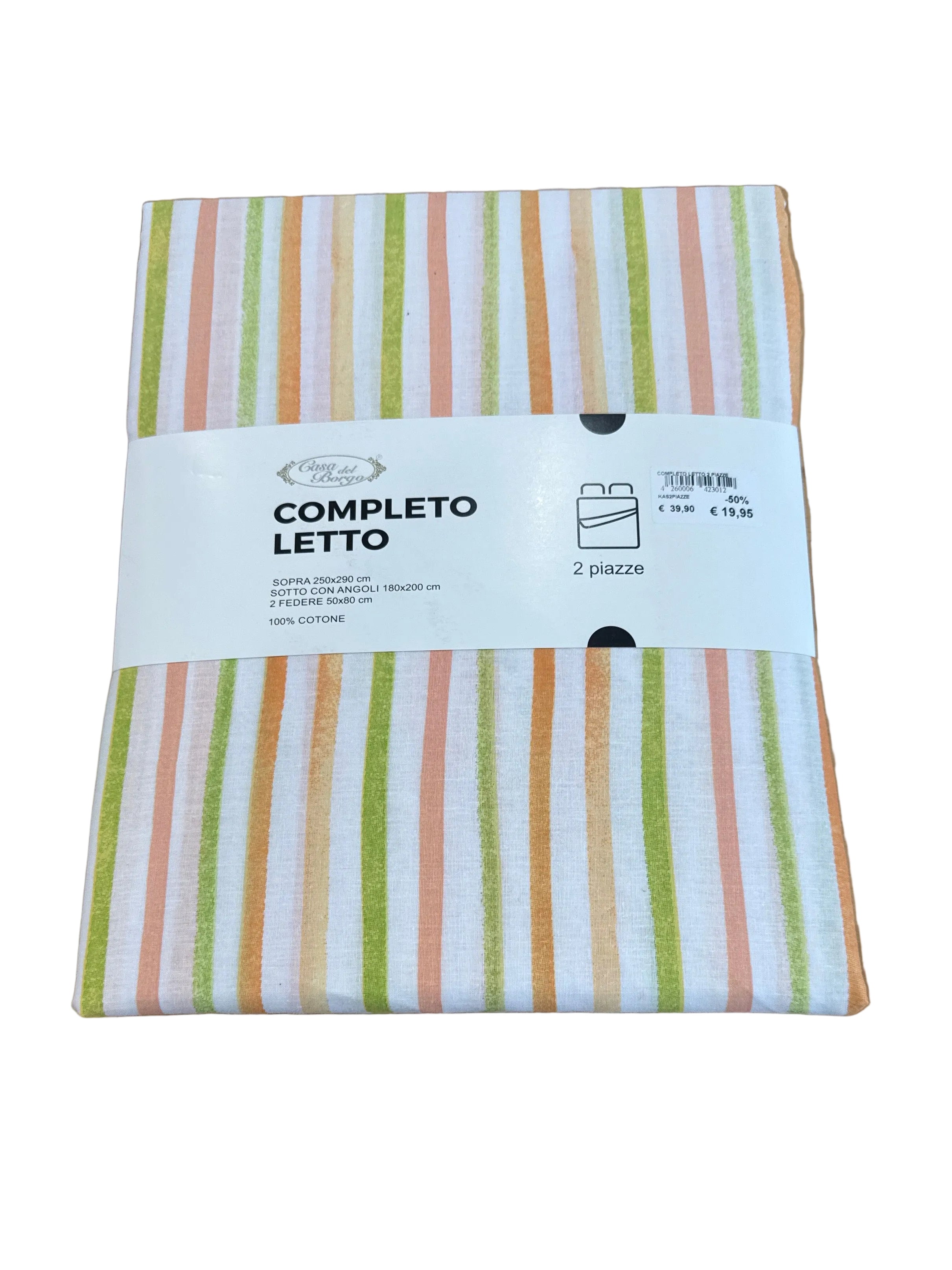 Completo letto Casa del Borgo - Righe arancio/verde