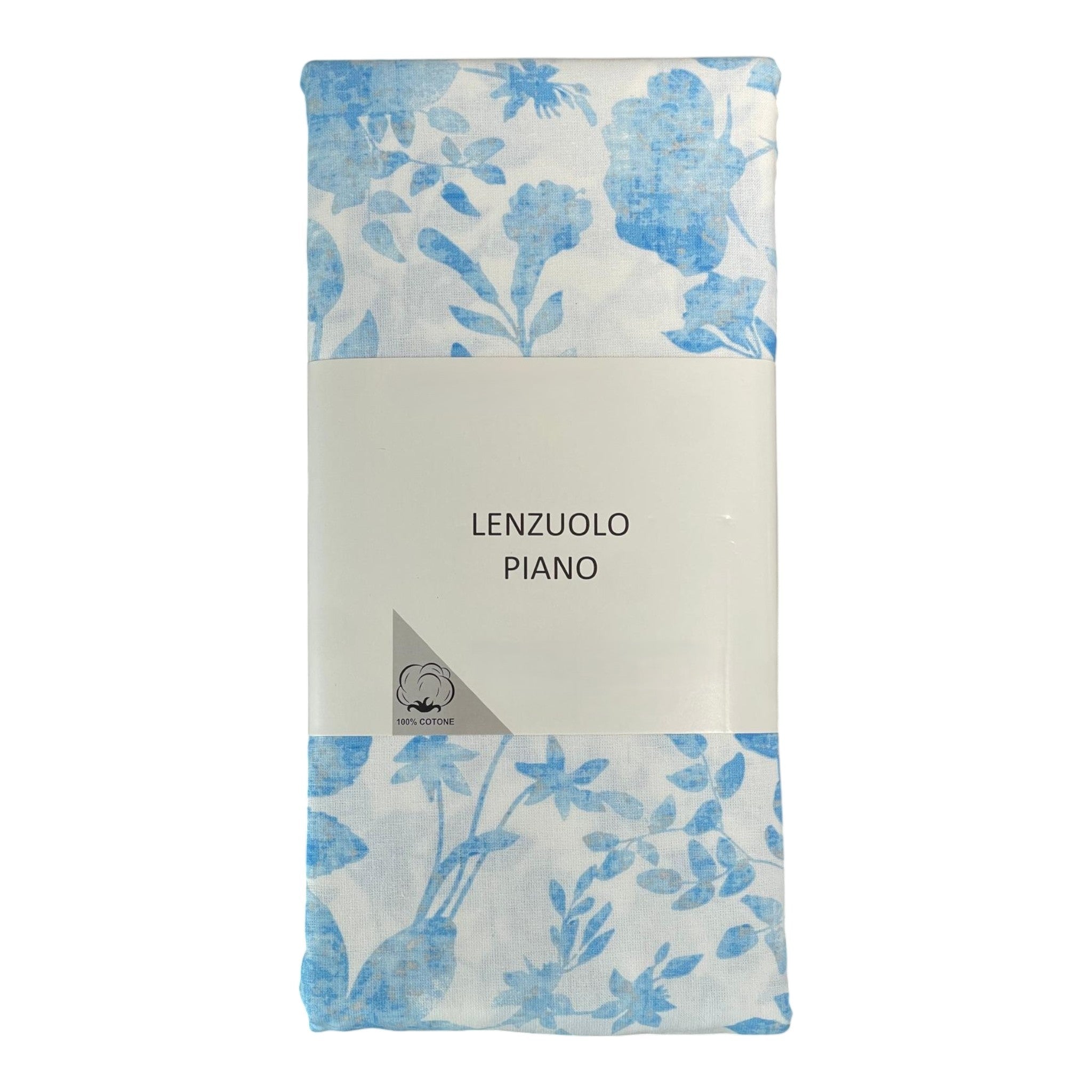 Lenzuolo piano Collezione Diadema - floreale - Azzurro