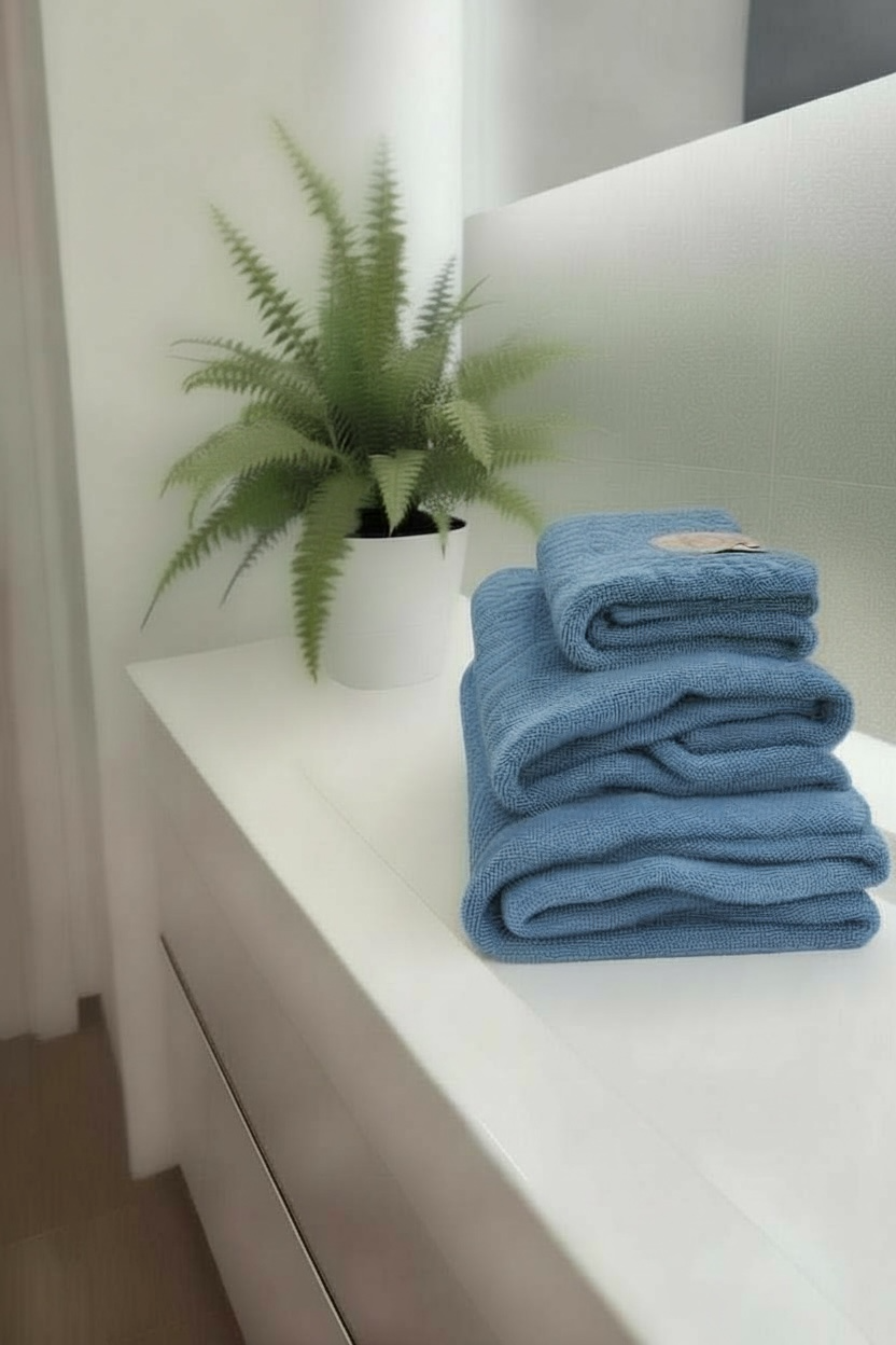 Telo-Viso-Ospite spugna - Celeste polvere