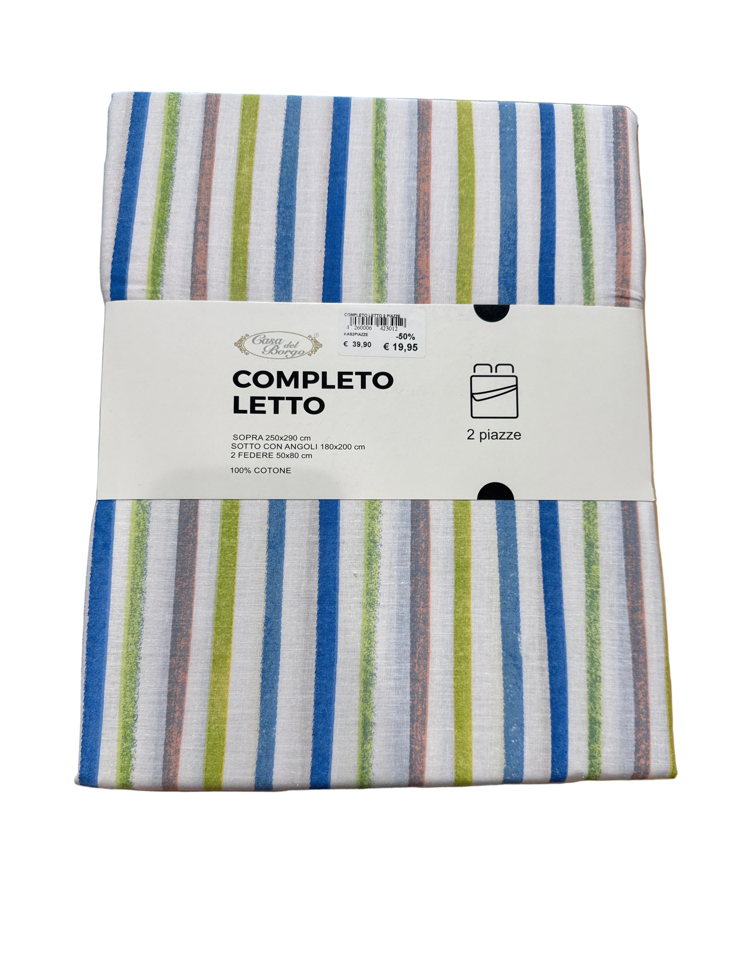 Completo letto Casa del Borgo - Righe blu/verde