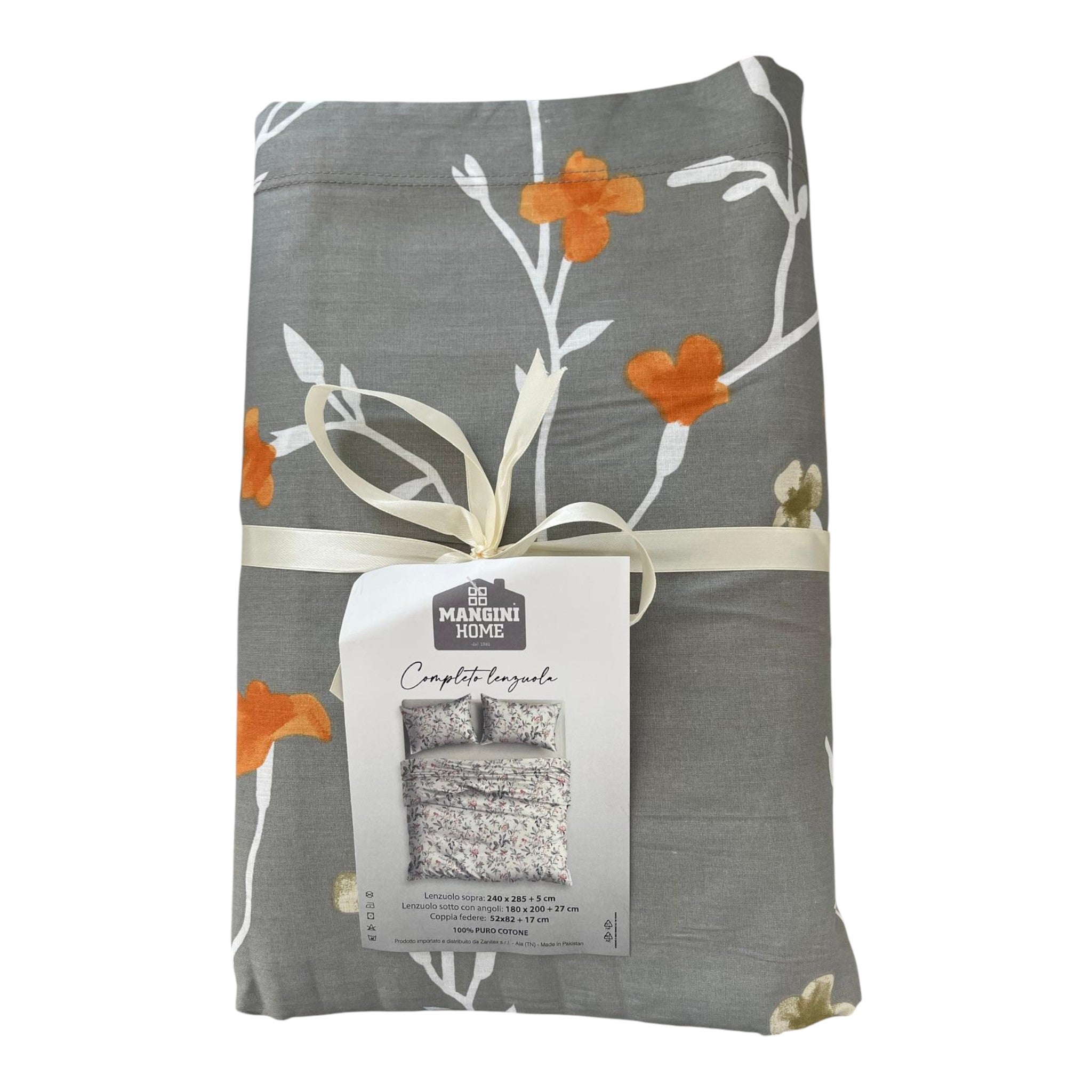 Completo lenzuola - fiori arancioni