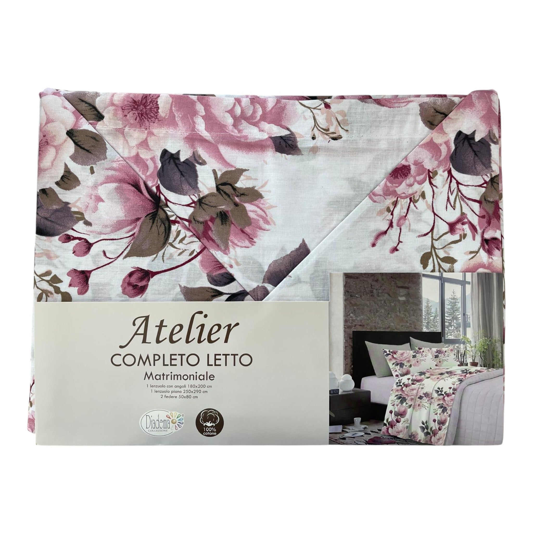Completo letto Atelier - floreale rosa
