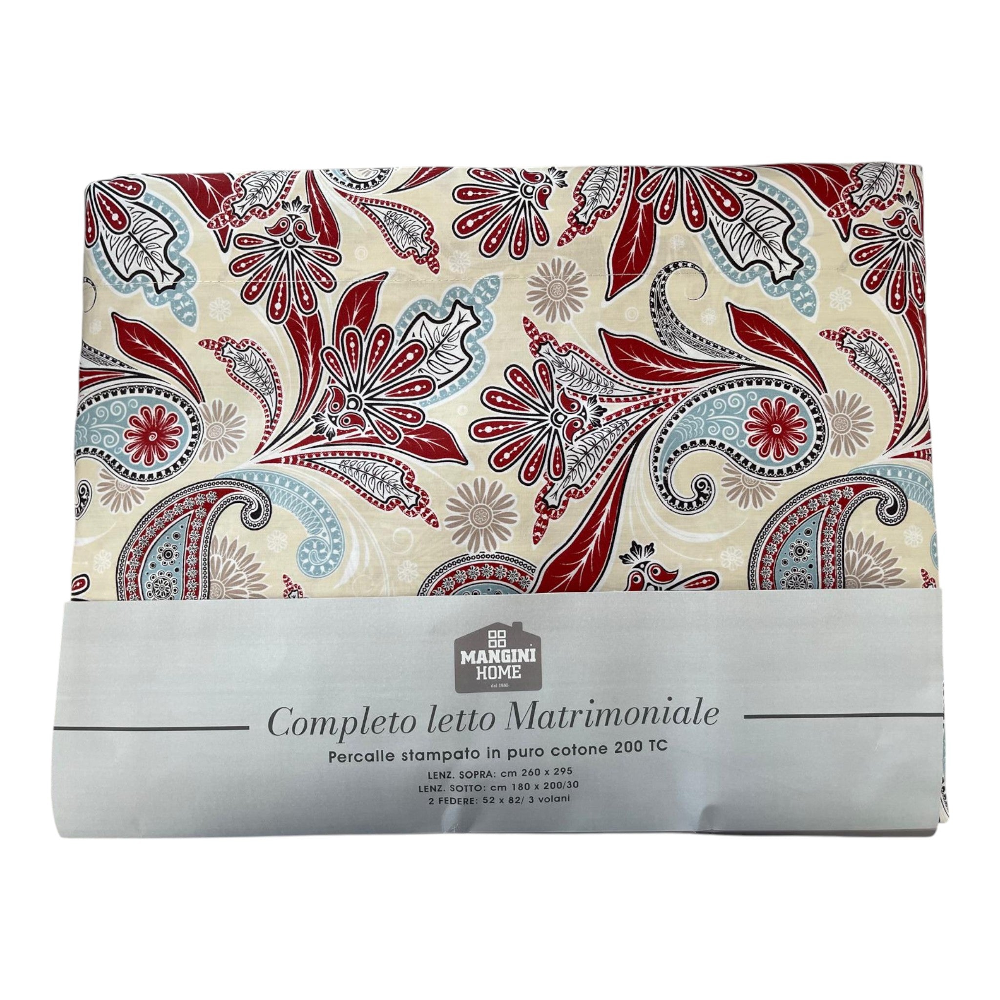 Completo letto percalle - paisley beige