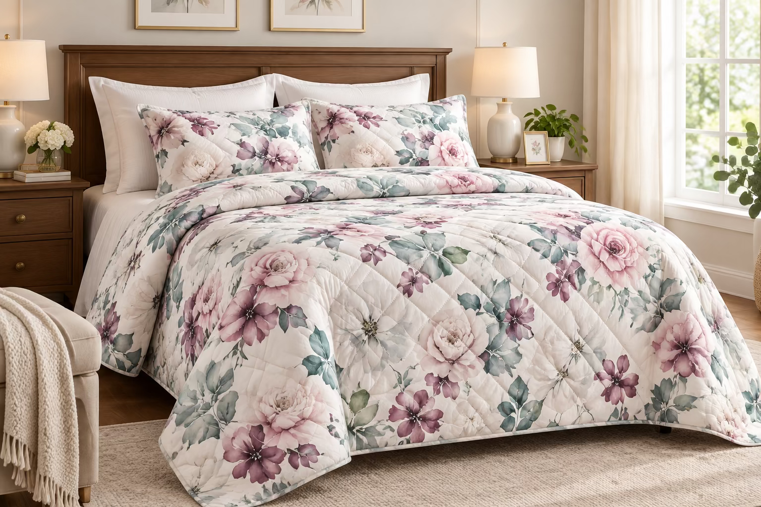 Trapunta Flora-fiori verdi