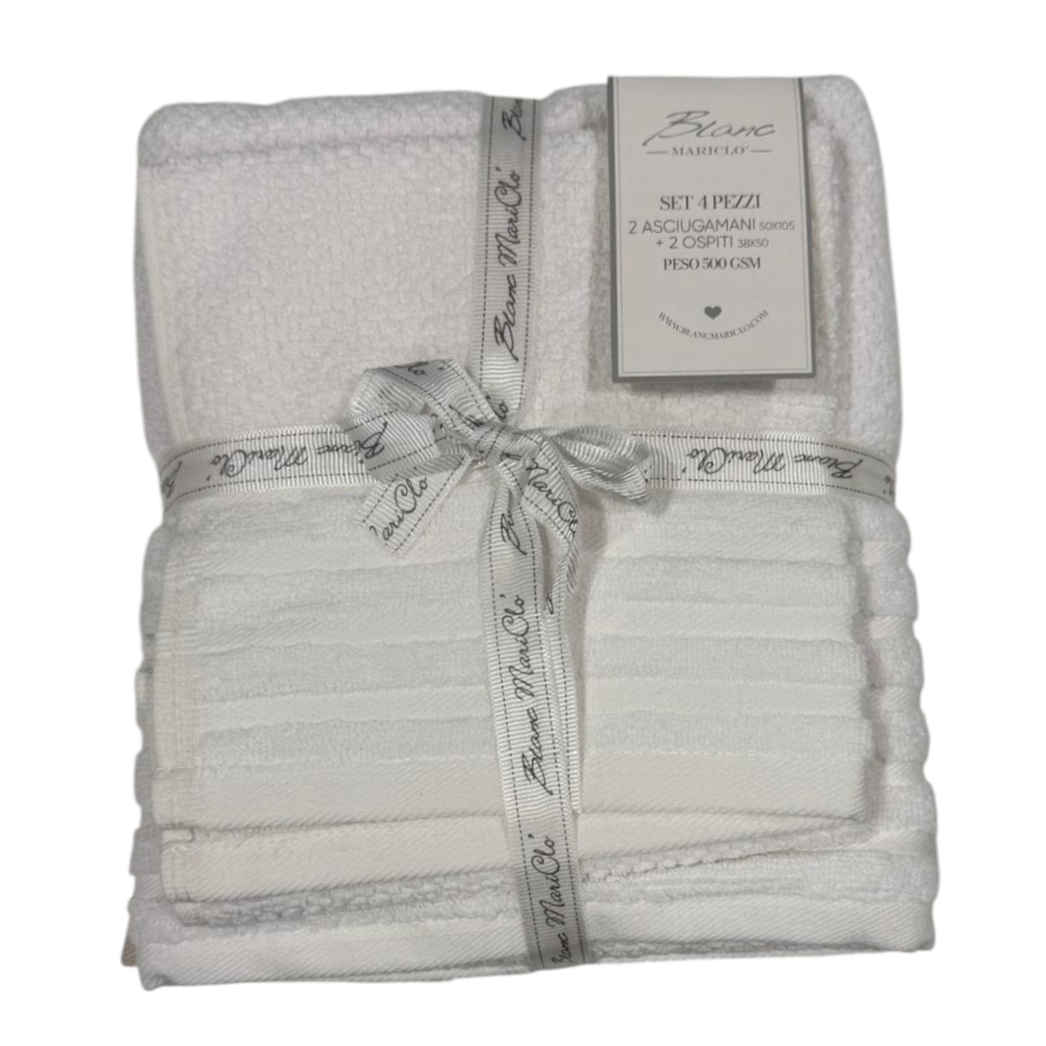 Set 4 pezzi spugna - Blanc Mariclò - Bianco/Beige