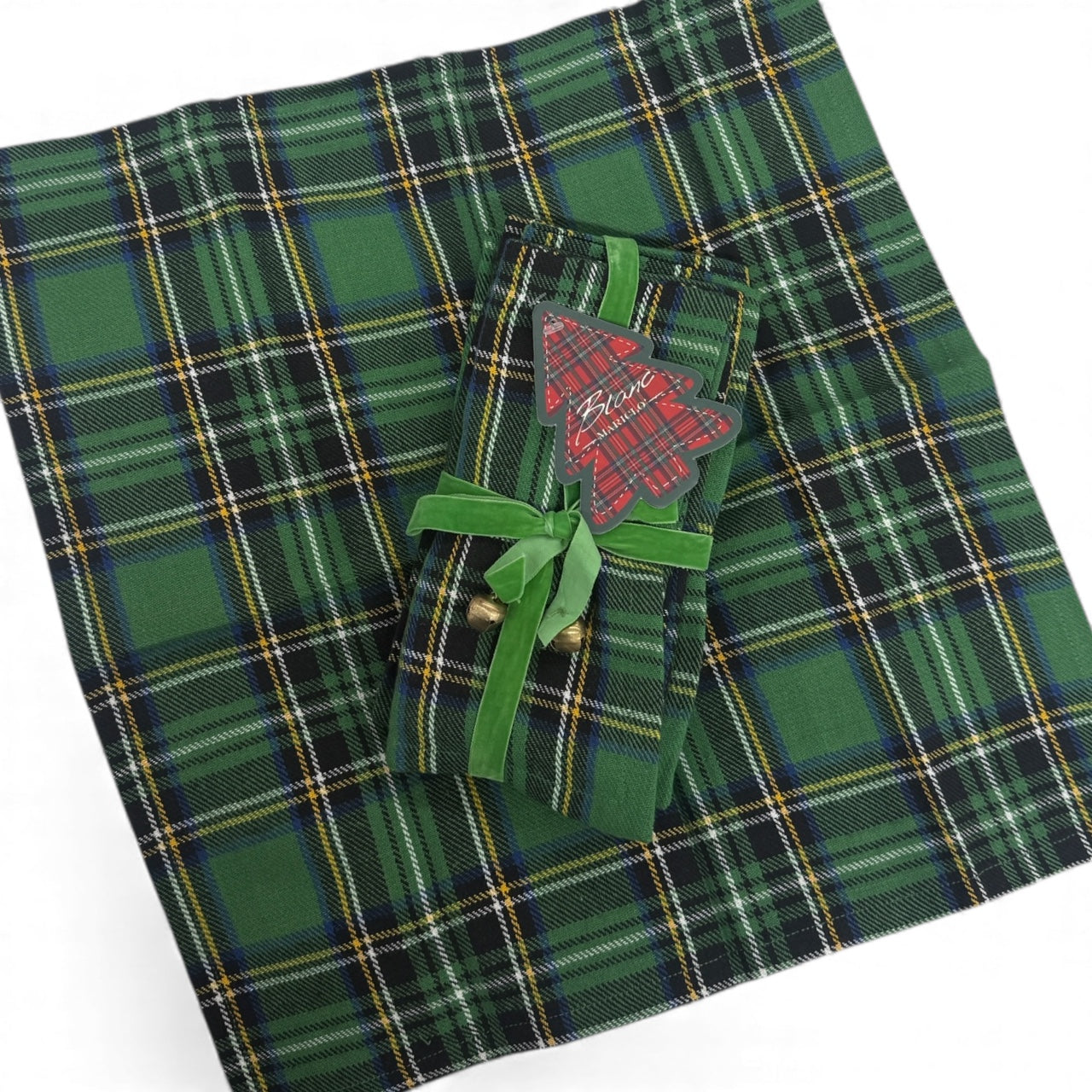 Set 6 tovaglioli - Blanc Mariclò - Tartan verde