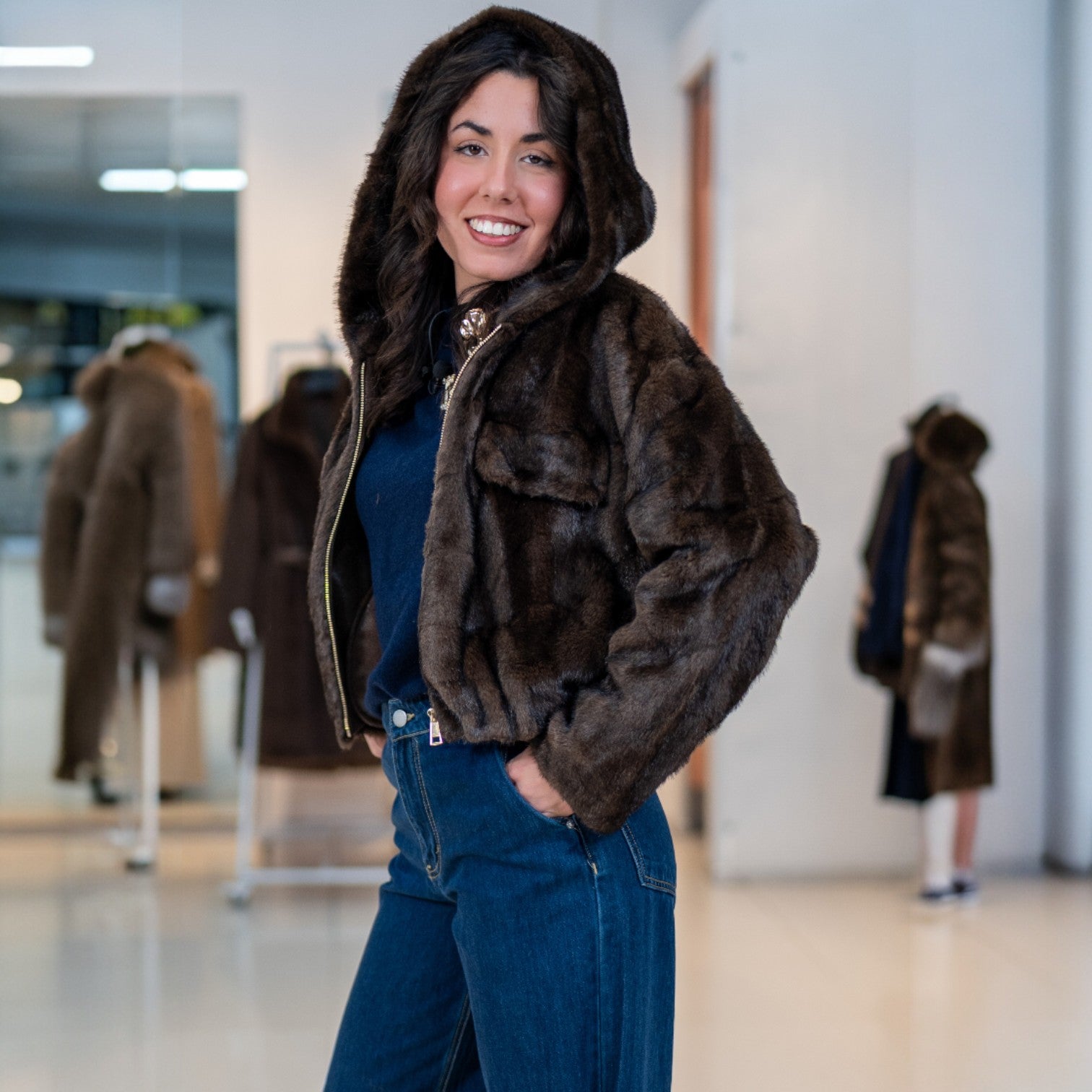 Bomber ecopelliccia - marrone