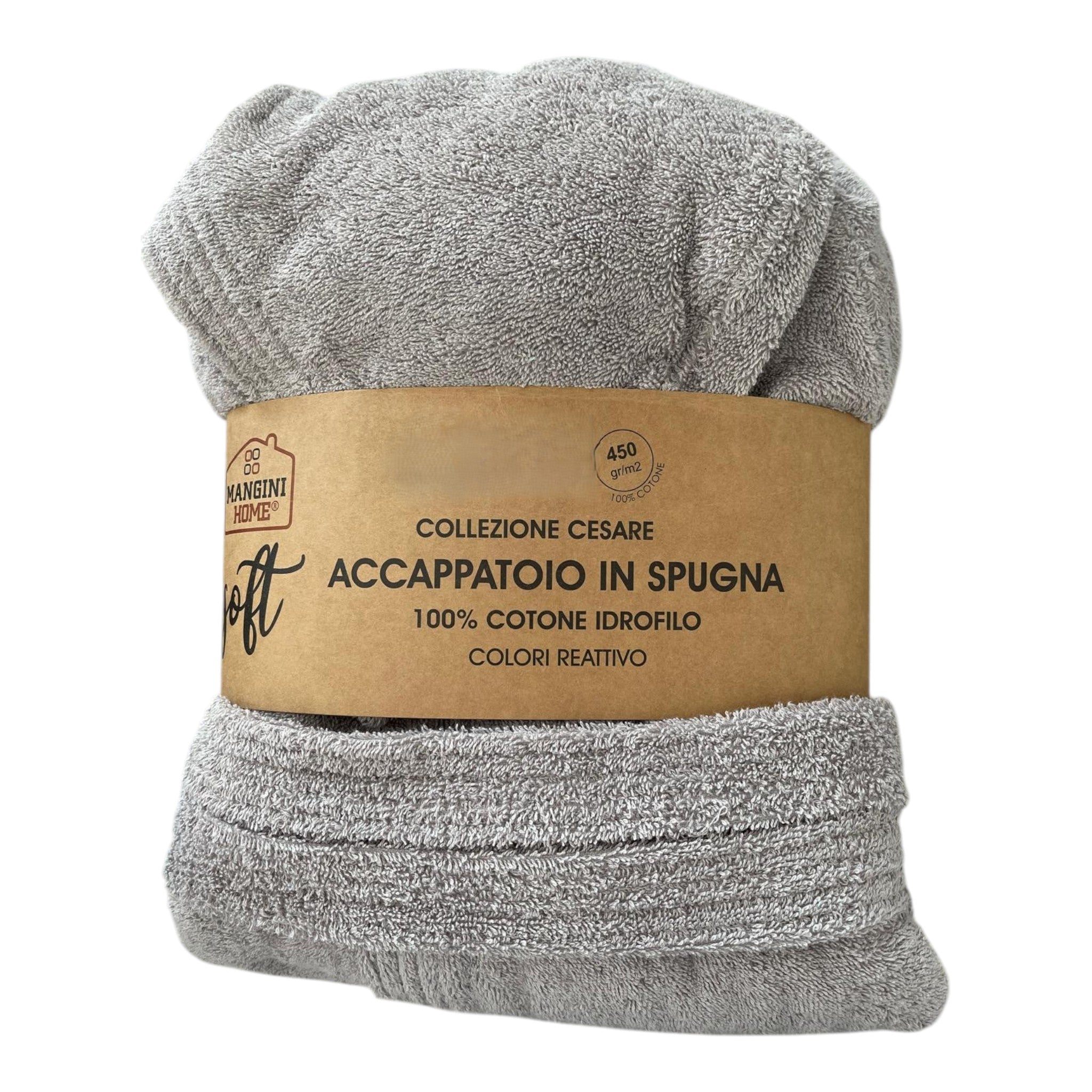 Accappatoio spugna Mangini Home - col. Grigio chiaro