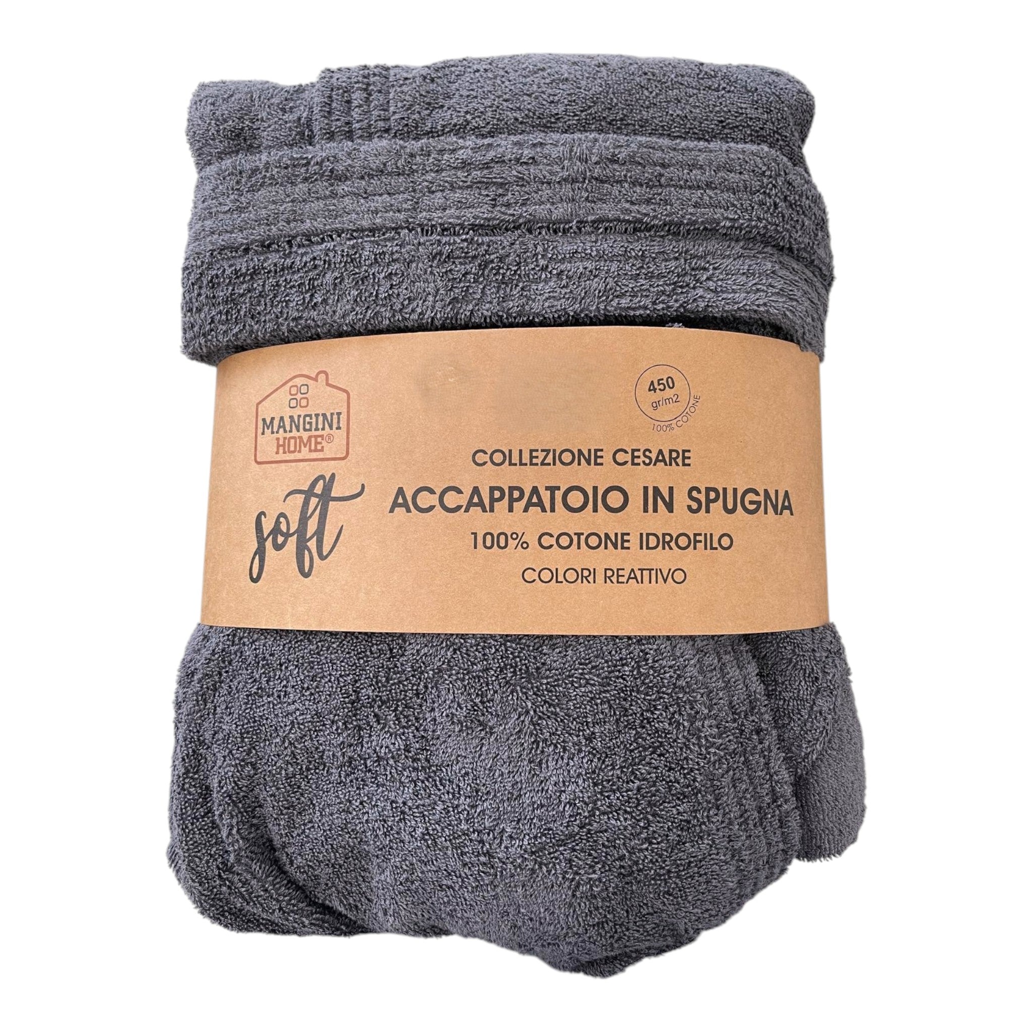 Accappatoio spugna Mangini Home - col. Grigio scuro