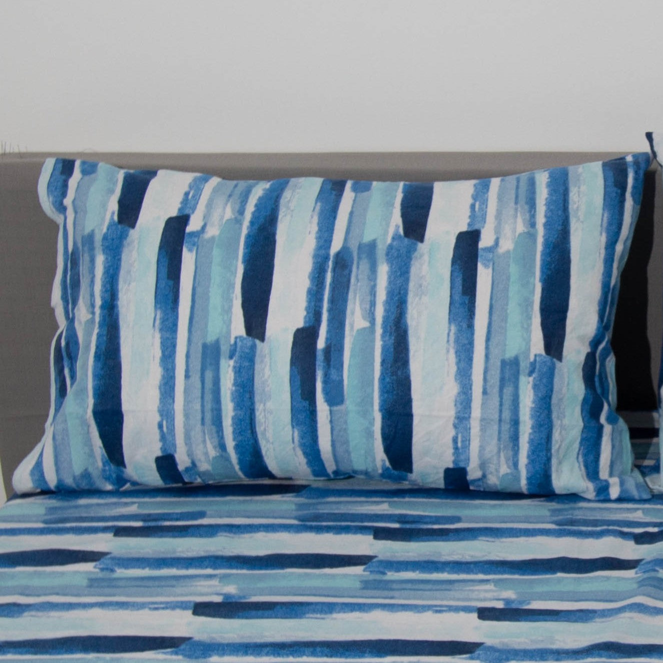 Completo letto flanella - Trentino - Pennellate - Blu