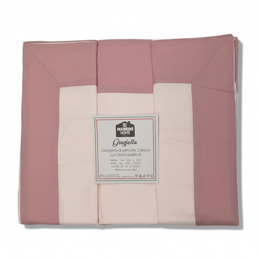 Completo percalle Graziella - Rosa chiaro/rosa scuro