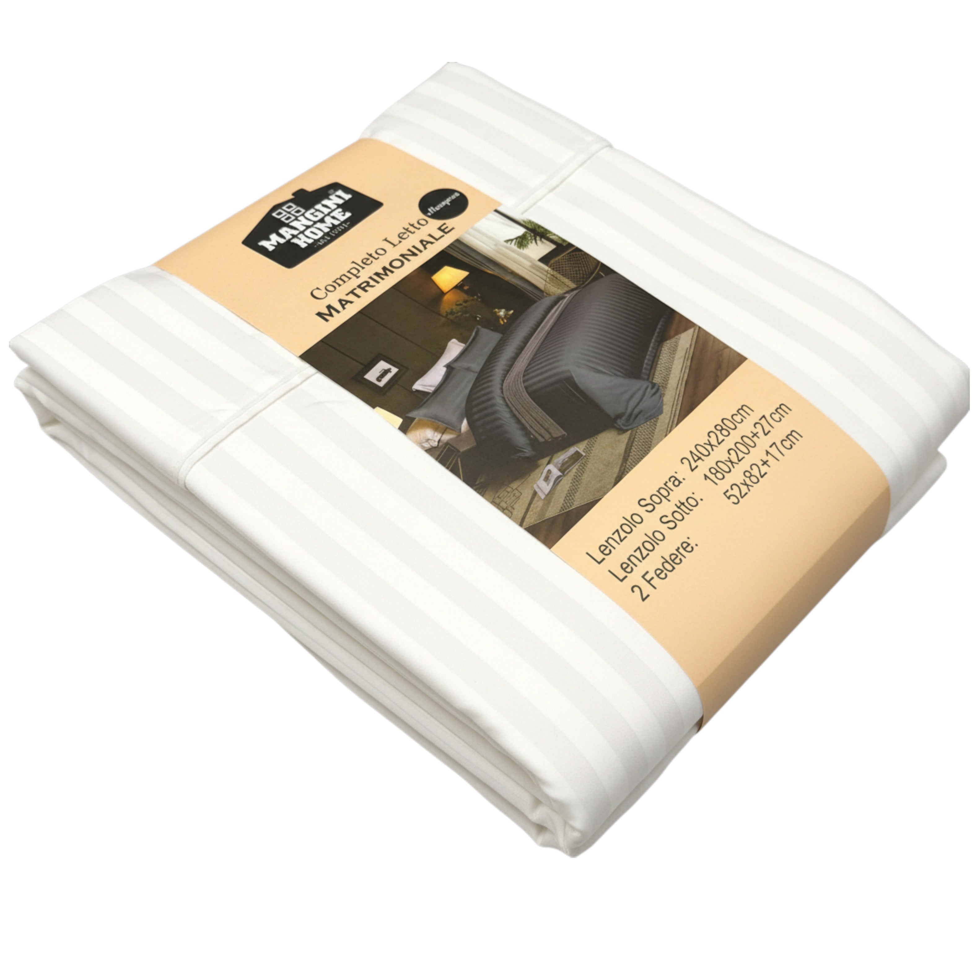 Completo letto Manopesca rigato - Bianco