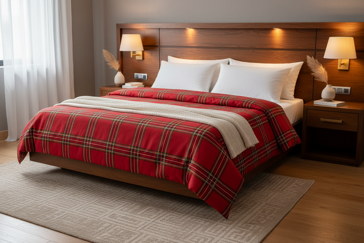 Copripiumino cotone - Tartan rosso