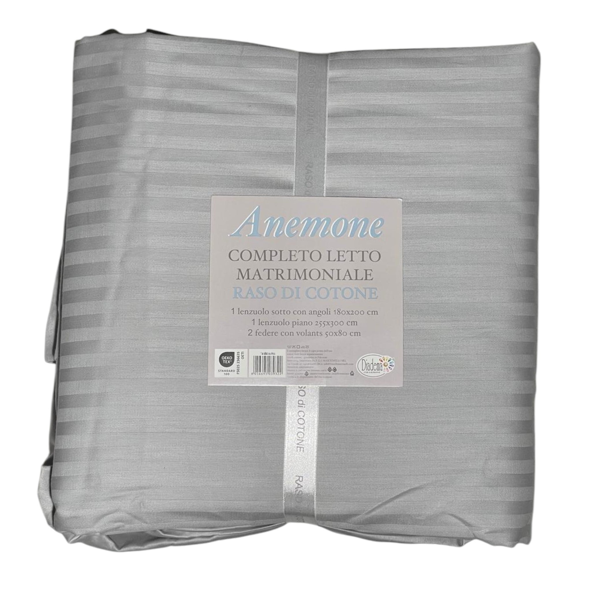 Completo letto Anemone - raso di cotone - Grigio