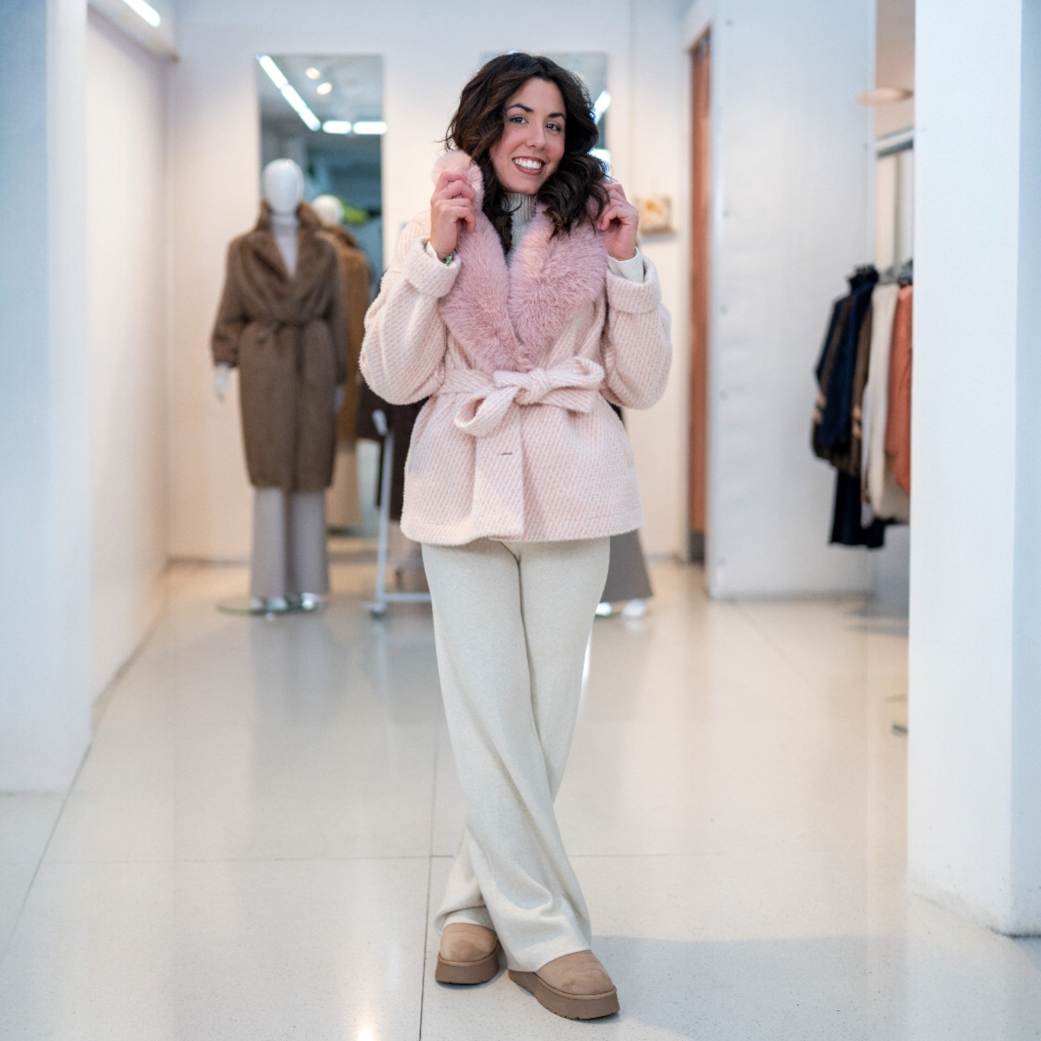 Cappotto corto micro fantasia Rosa