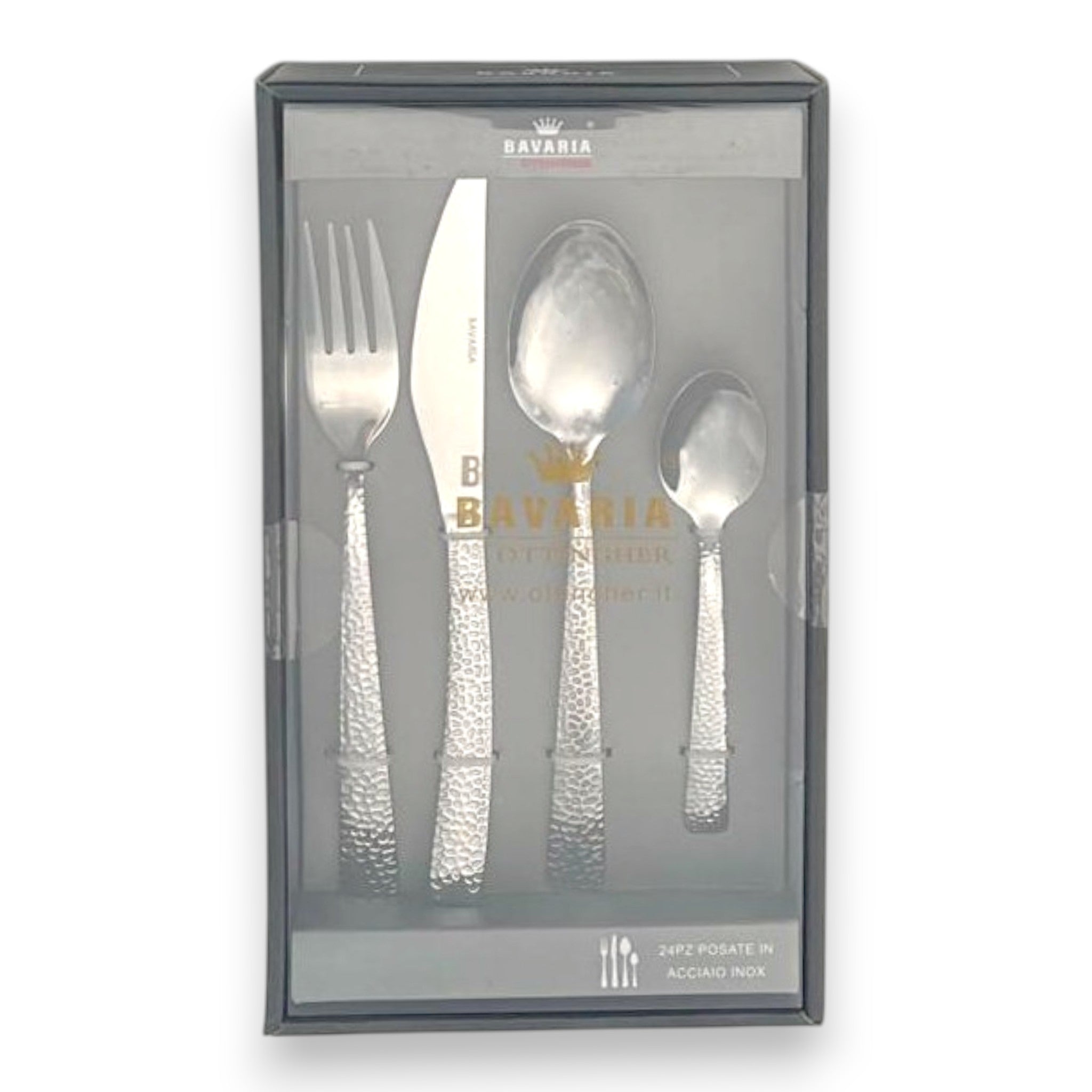 Set posate Bavaria Ottingher - 24 pz - finitura martellata - Argento
