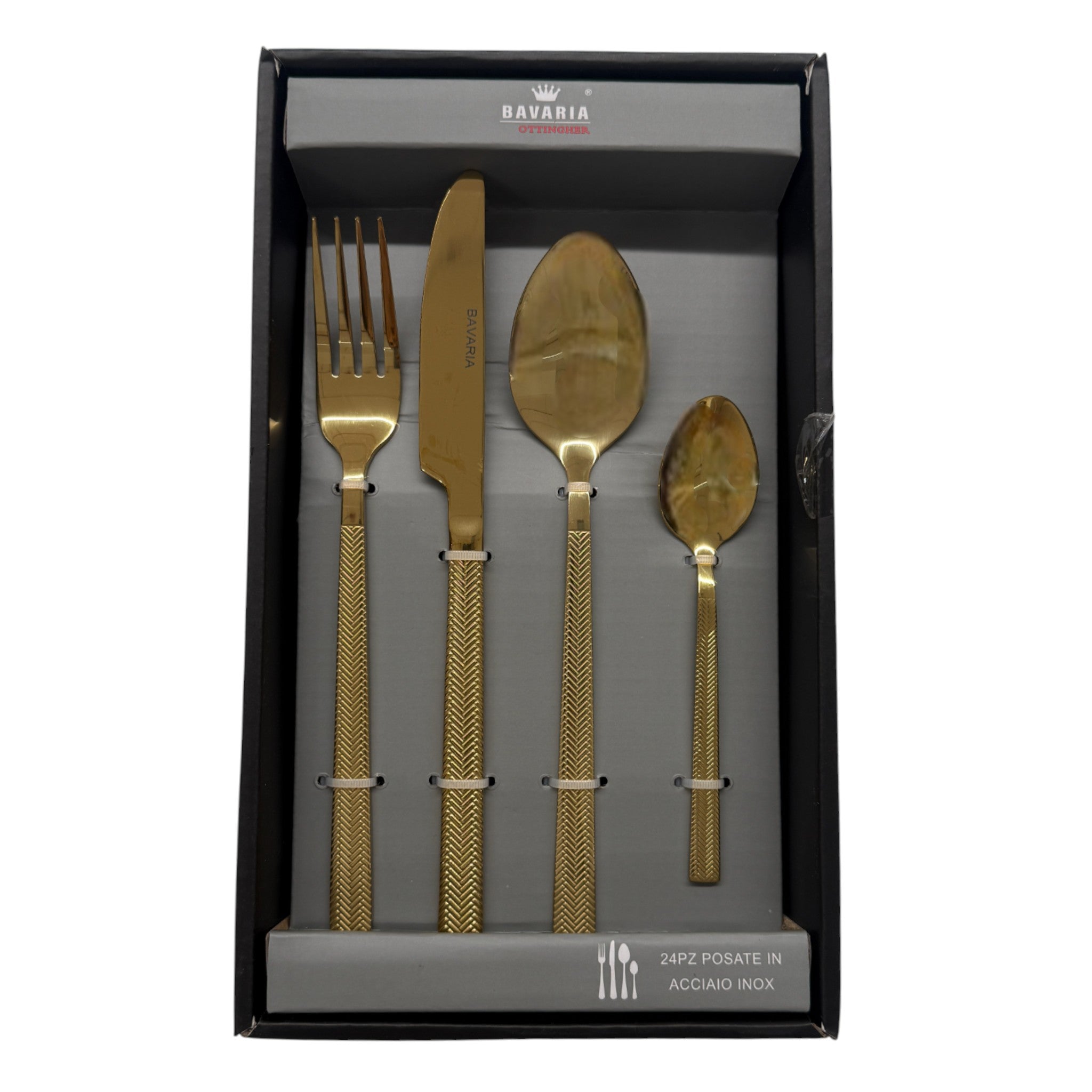 Set posate Bavaria Ottingher - 24 pz - spina di pesce - Oro