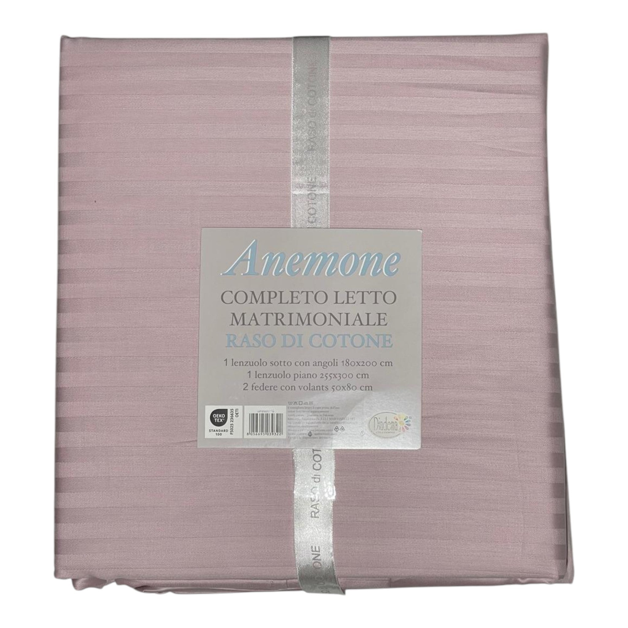 Completo letto Anemone - raso di cotone - Rosa